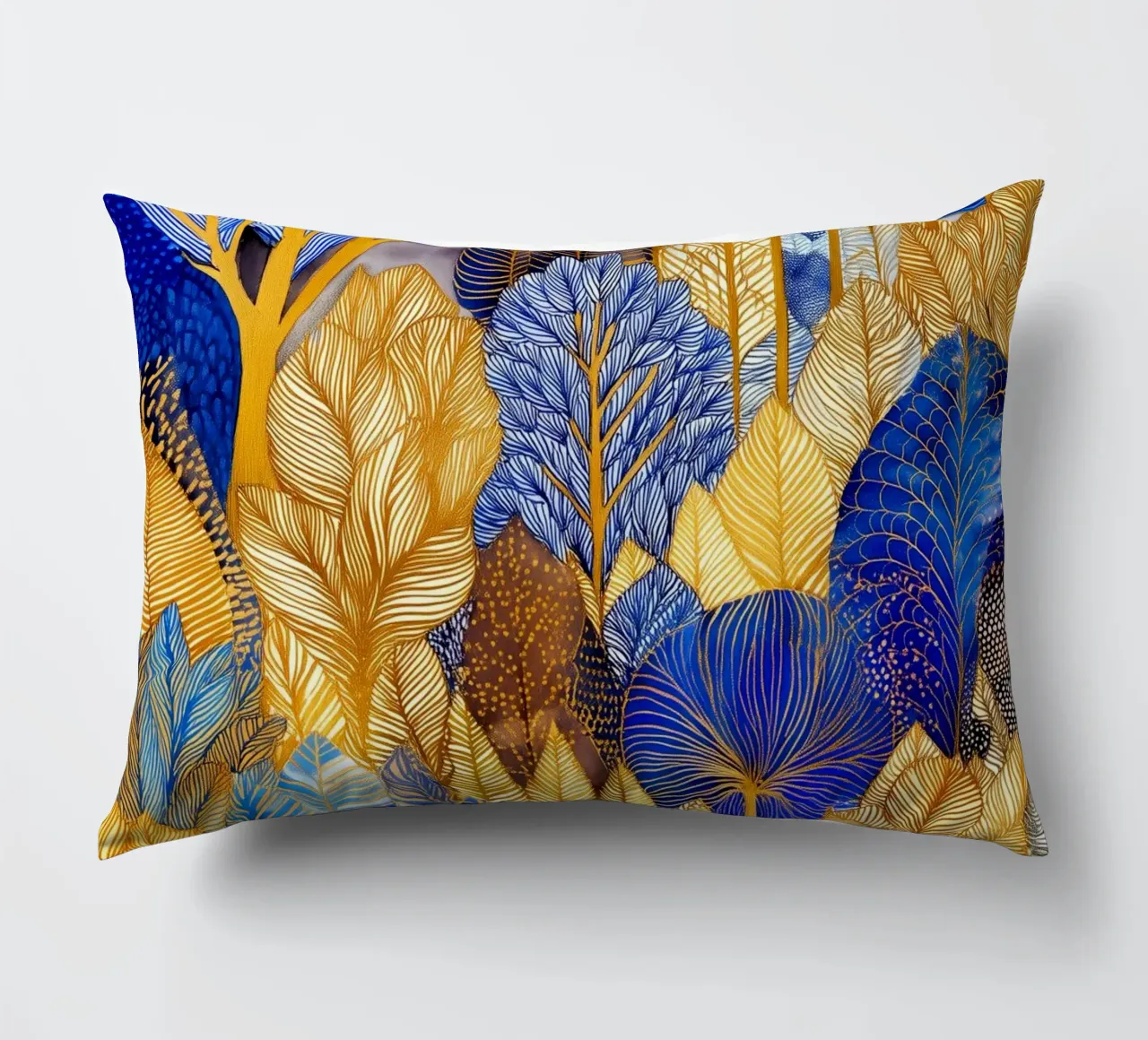 Foresta blu e oro cuscino da Justyna Jaszke JBJart
