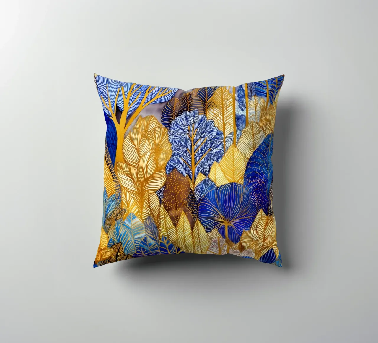 Foresta blu e oro cuscino da Justyna Jaszke JBJart