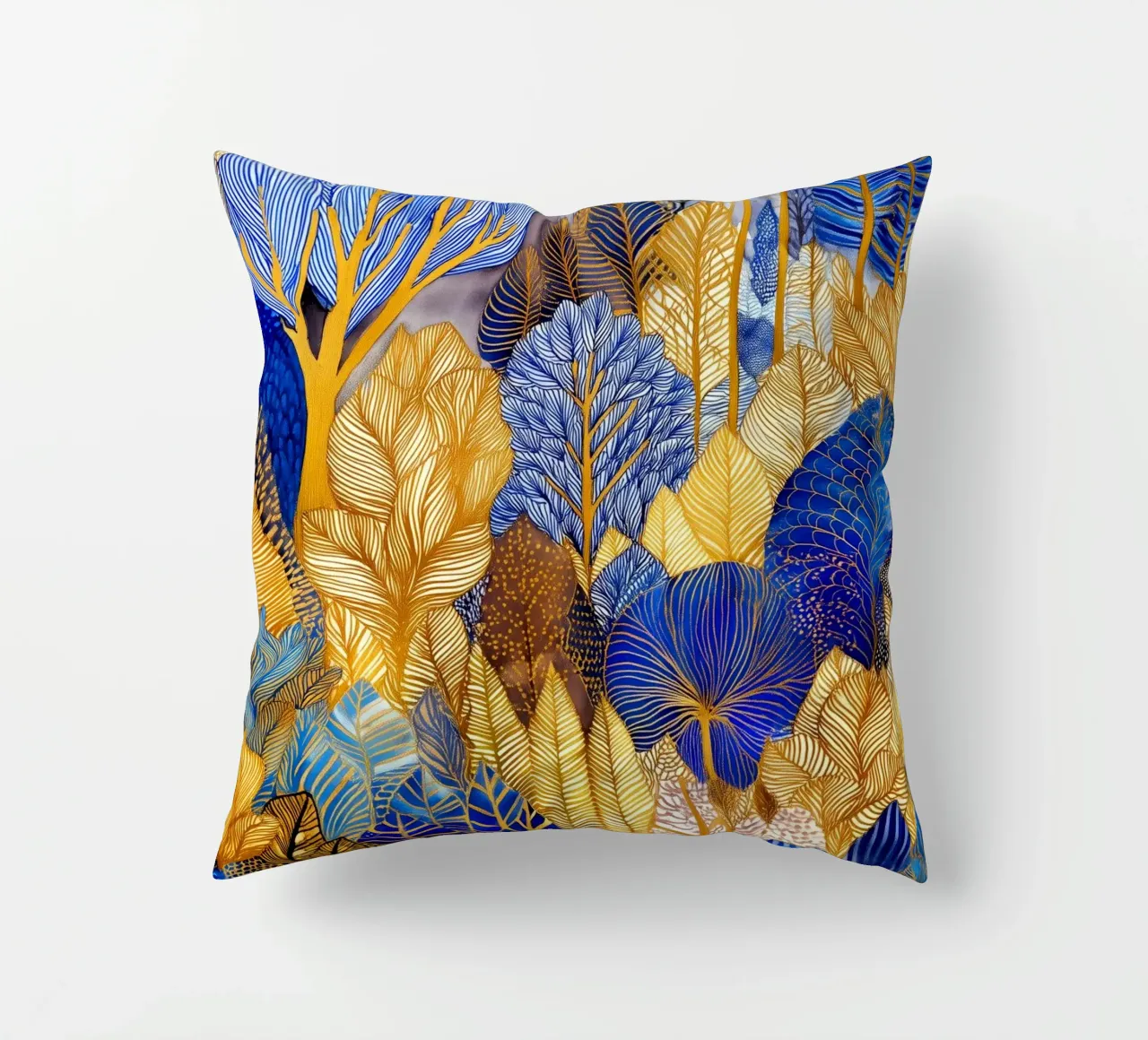 Foresta blu e oro cuscino da Justyna Jaszke JBJart