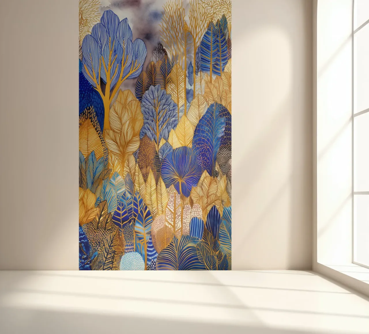 Blue and gold forest photo wallpaper by Justyna Jaszke JBJart