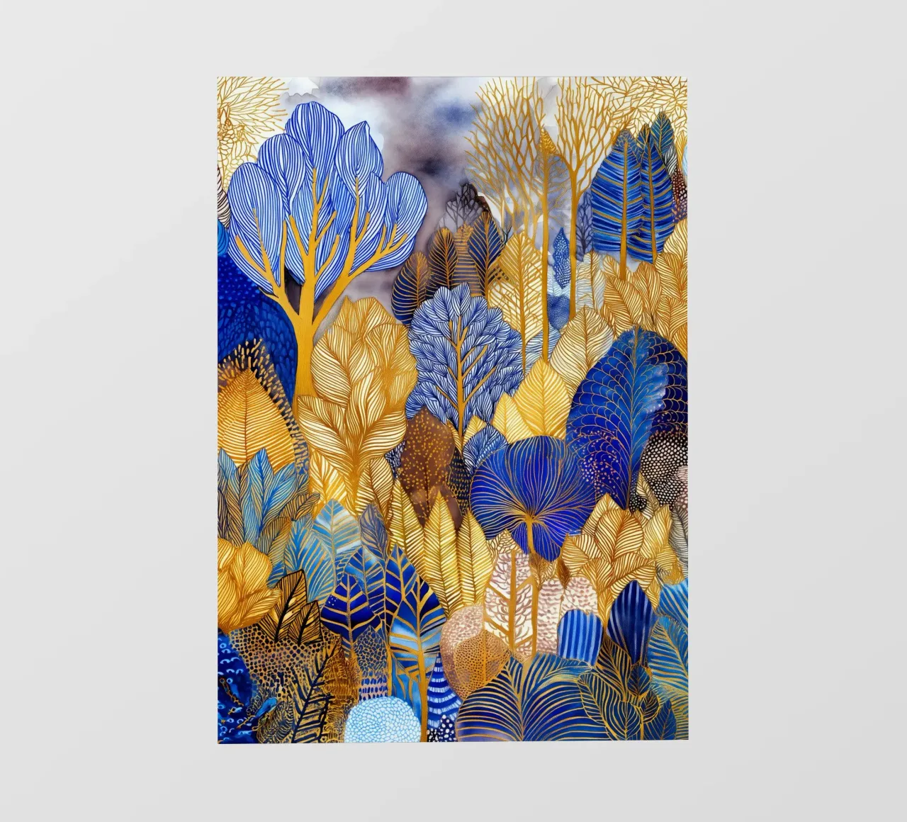 Blue and gold forest photo wallpaper by Justyna Jaszke JBJart