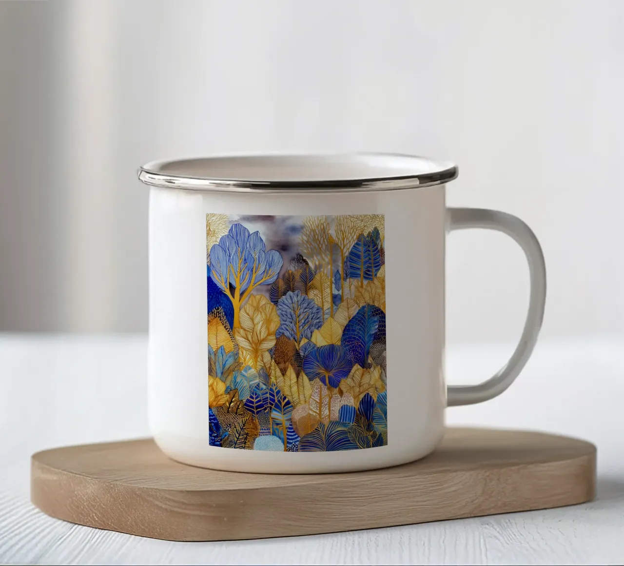 Foresta blu e oro tazza in smalto da Justyna Jaszke JBJart