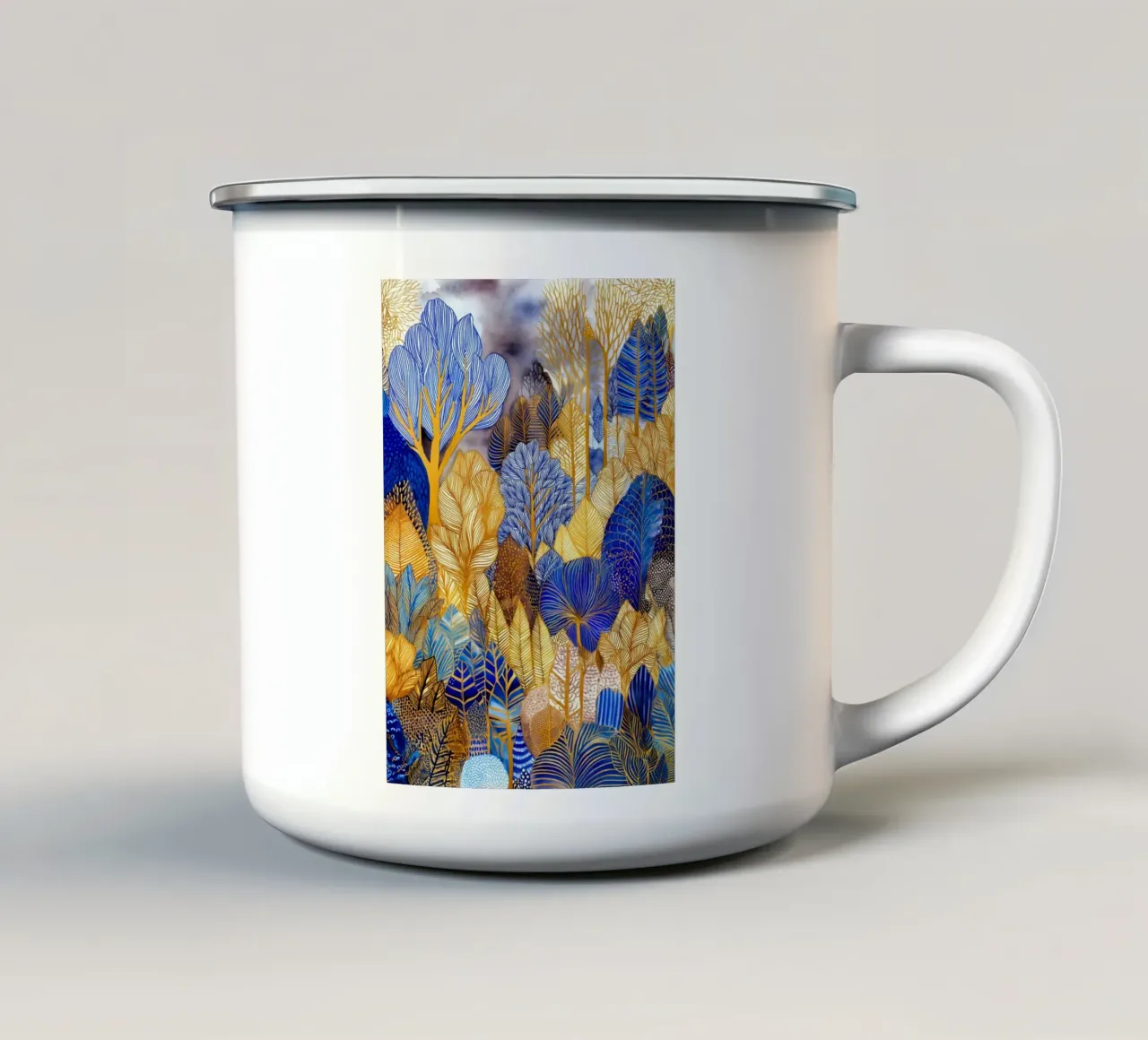 Foresta blu e oro tazza in smalto da Justyna Jaszke JBJart