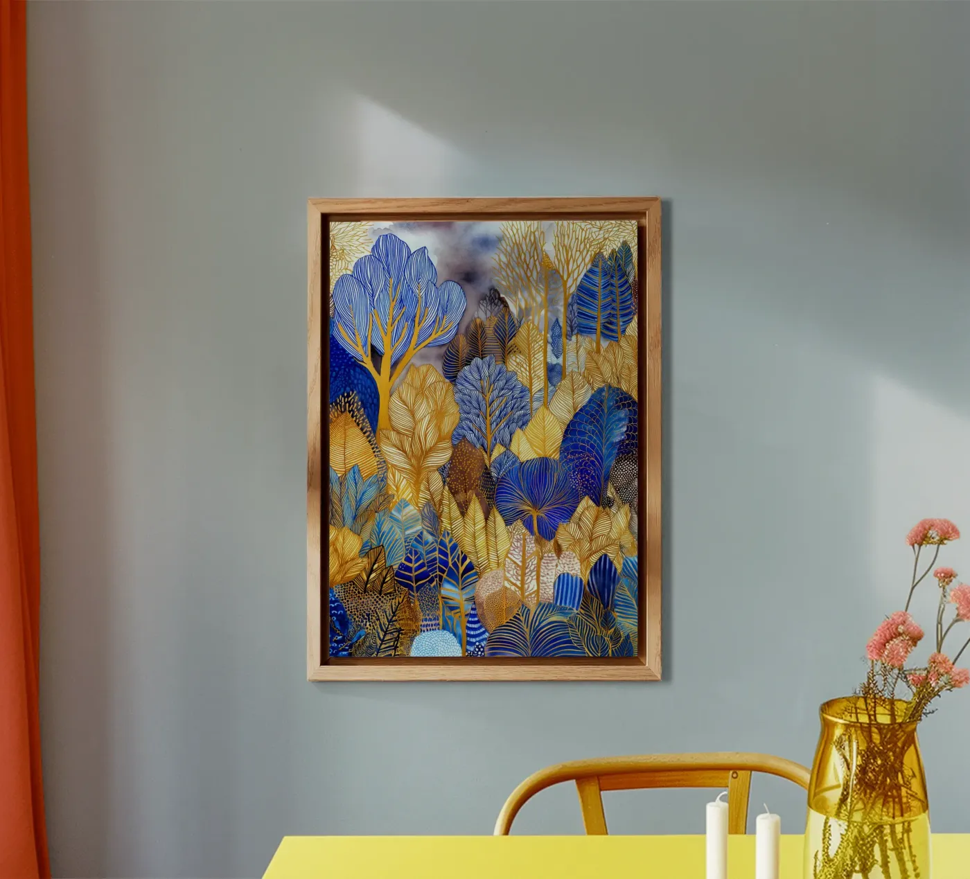 Foresta blu e oro pannello forex da Justyna Jaszke JBJart