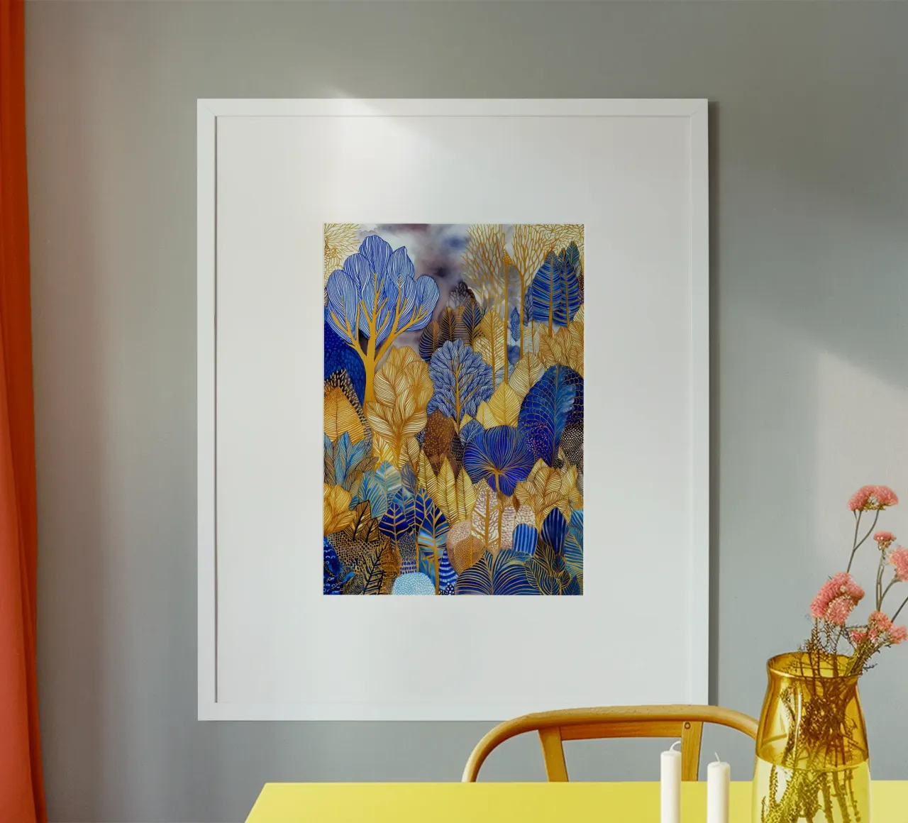 Foresta blu e oro poster da Justyna Jaszke JBJart