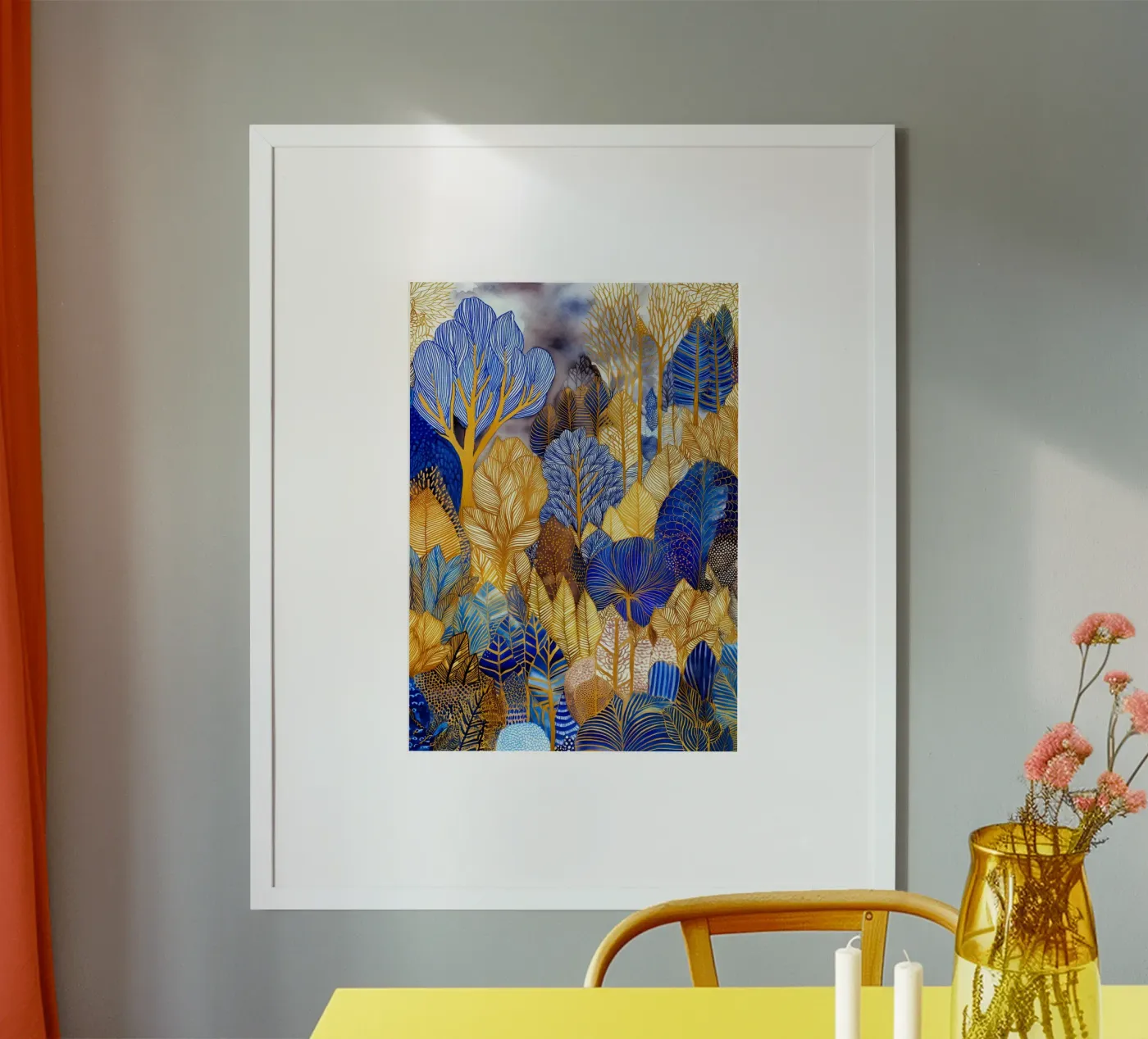 Foresta blu e oro poster da Justyna Jaszke JBJart
