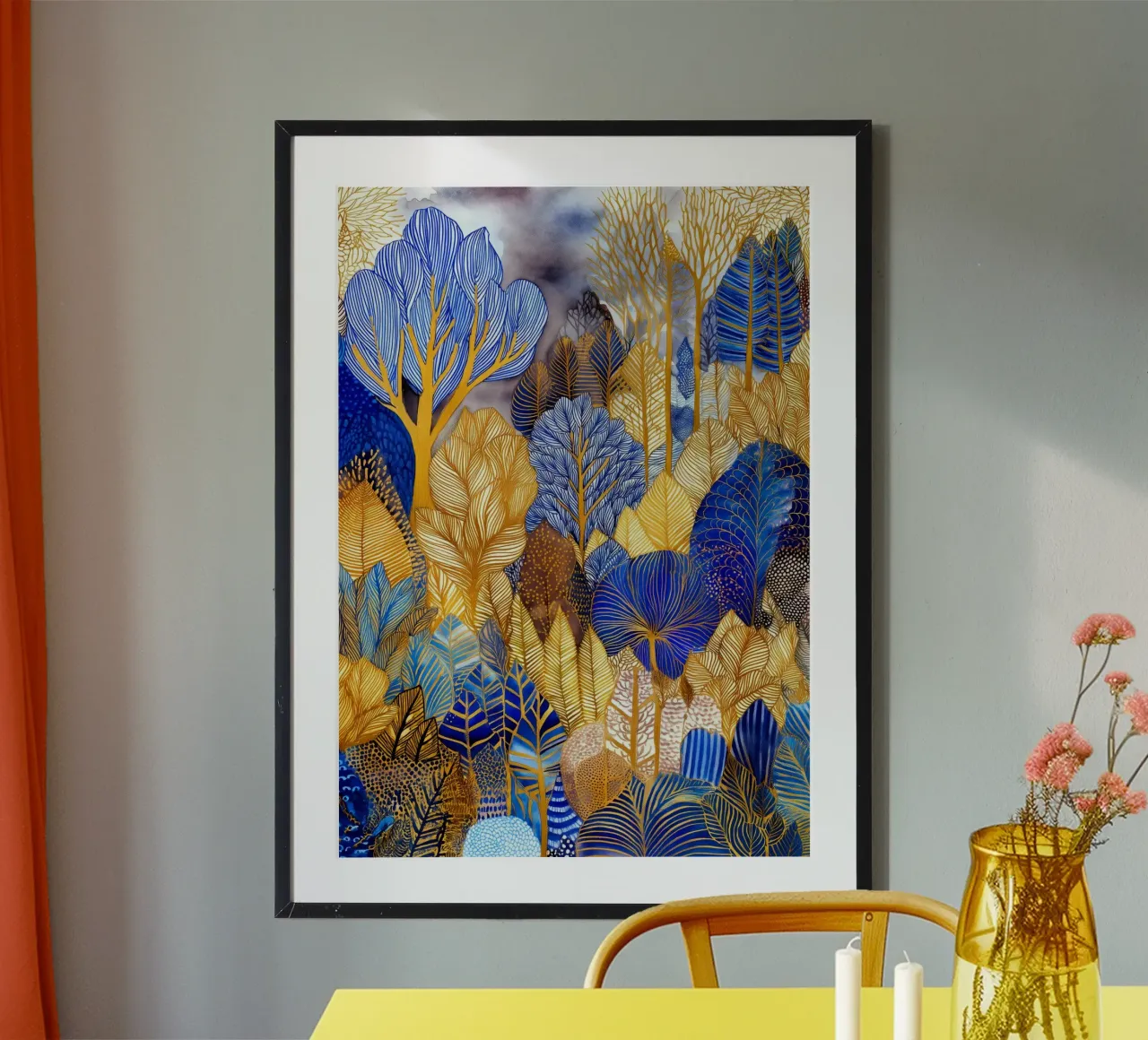 Foresta blu e oro poster da Justyna Jaszke JBJart