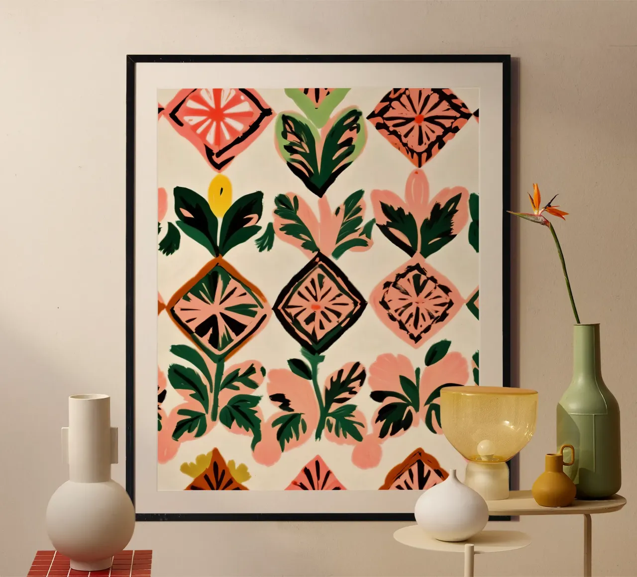 Piastrelle e prodotti botanici poster con telaio in alluminio da 83oranges