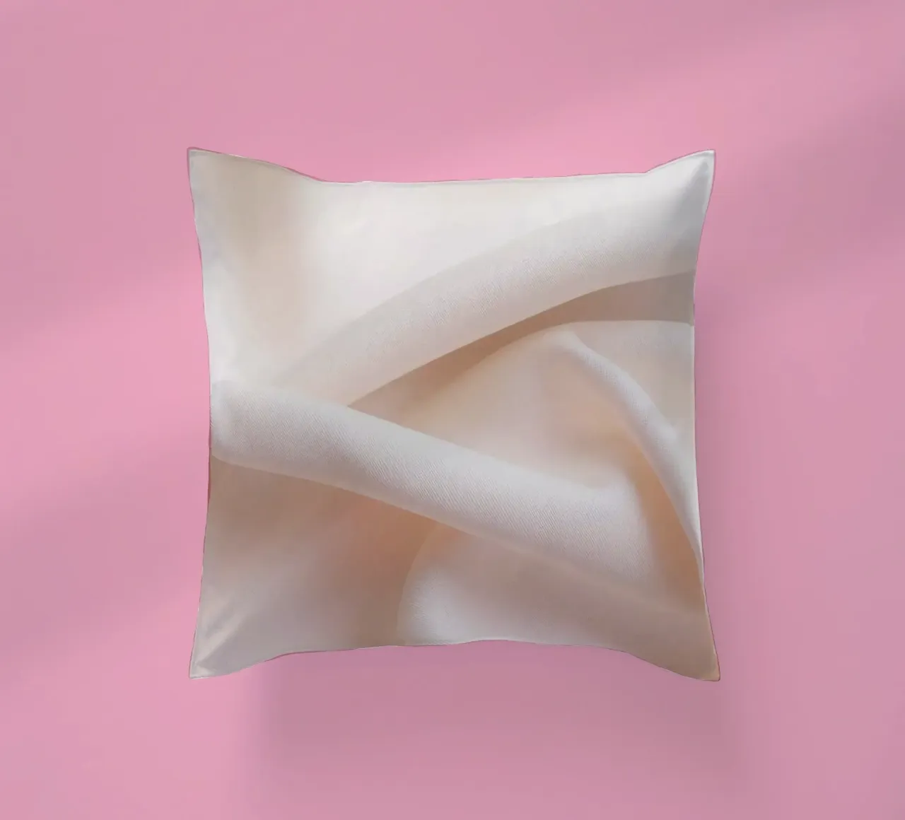Soft beige fabric draped and folded on a surface decorative cushion by DesignDoodle