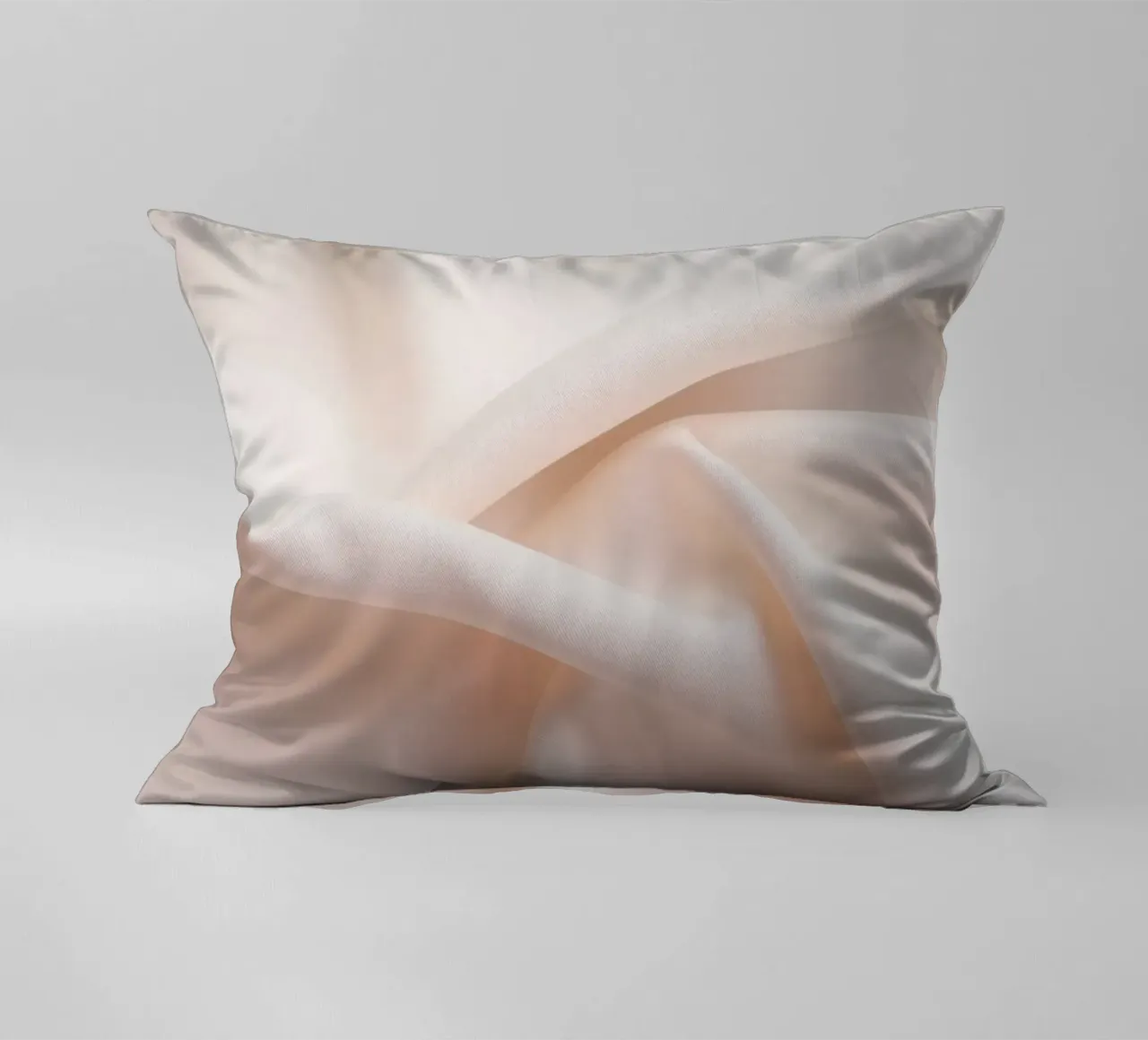 Soft beige fabric draped and folded on a surface decorative cushion by DesignDoodle