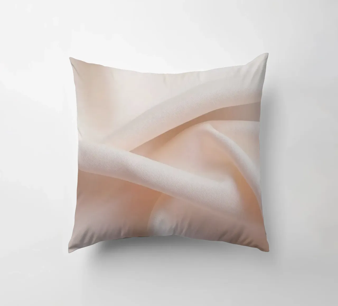 Soft beige fabric draped and folded on a surface decorative cushion by DesignDoodle