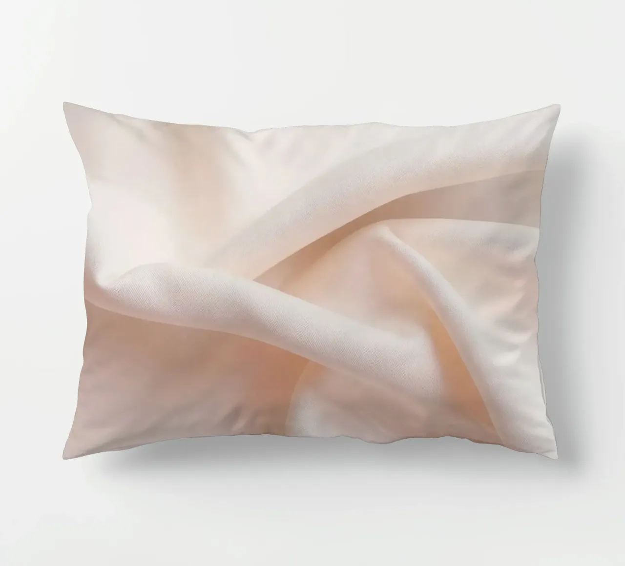 Soft beige fabric draped and folded on a surface decorative cushion by DesignDoodle