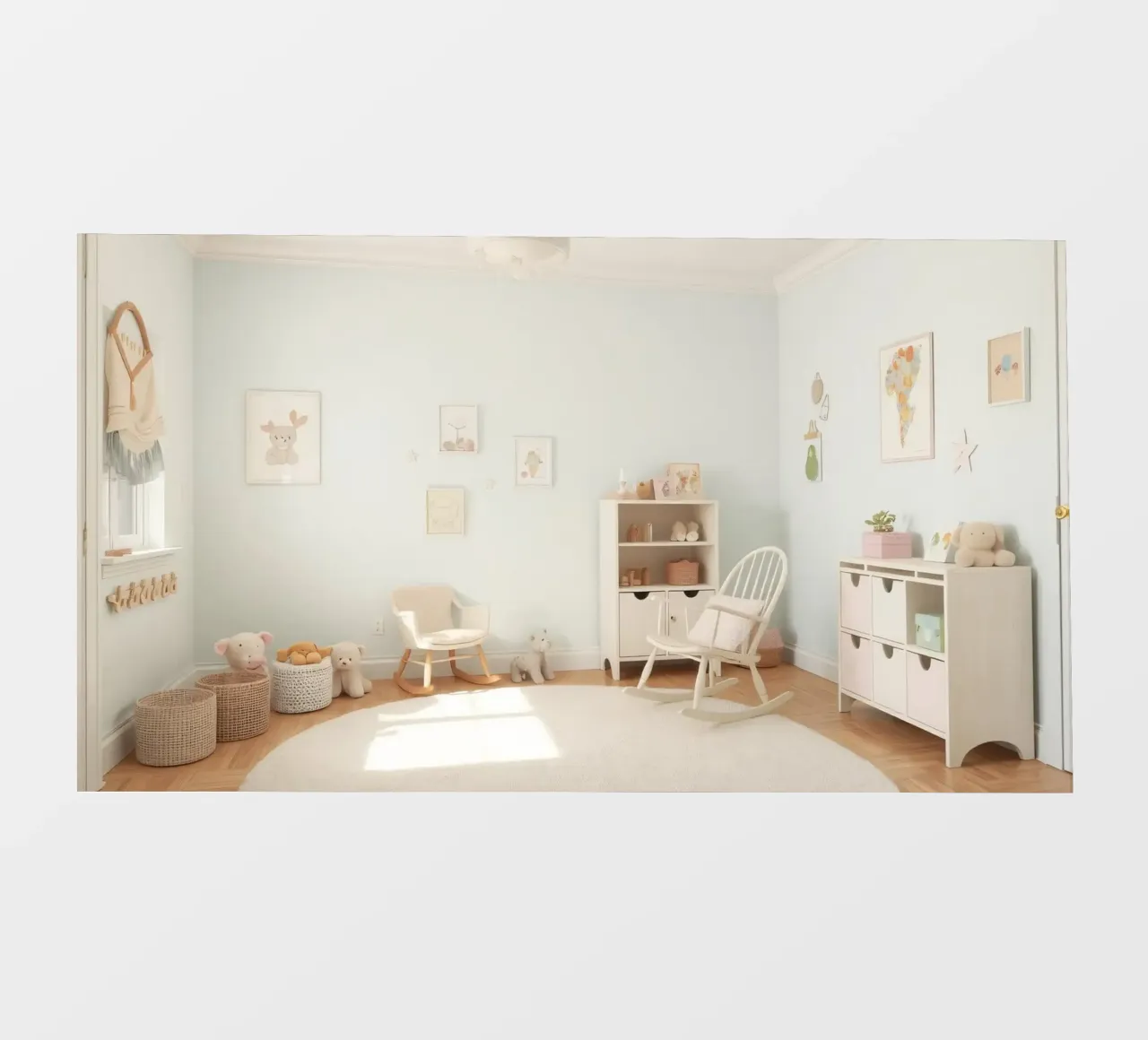 Cameretta accogliente e invitante con decorazioni e giocattoli color pastello pellicola backlit da DesignDoodle