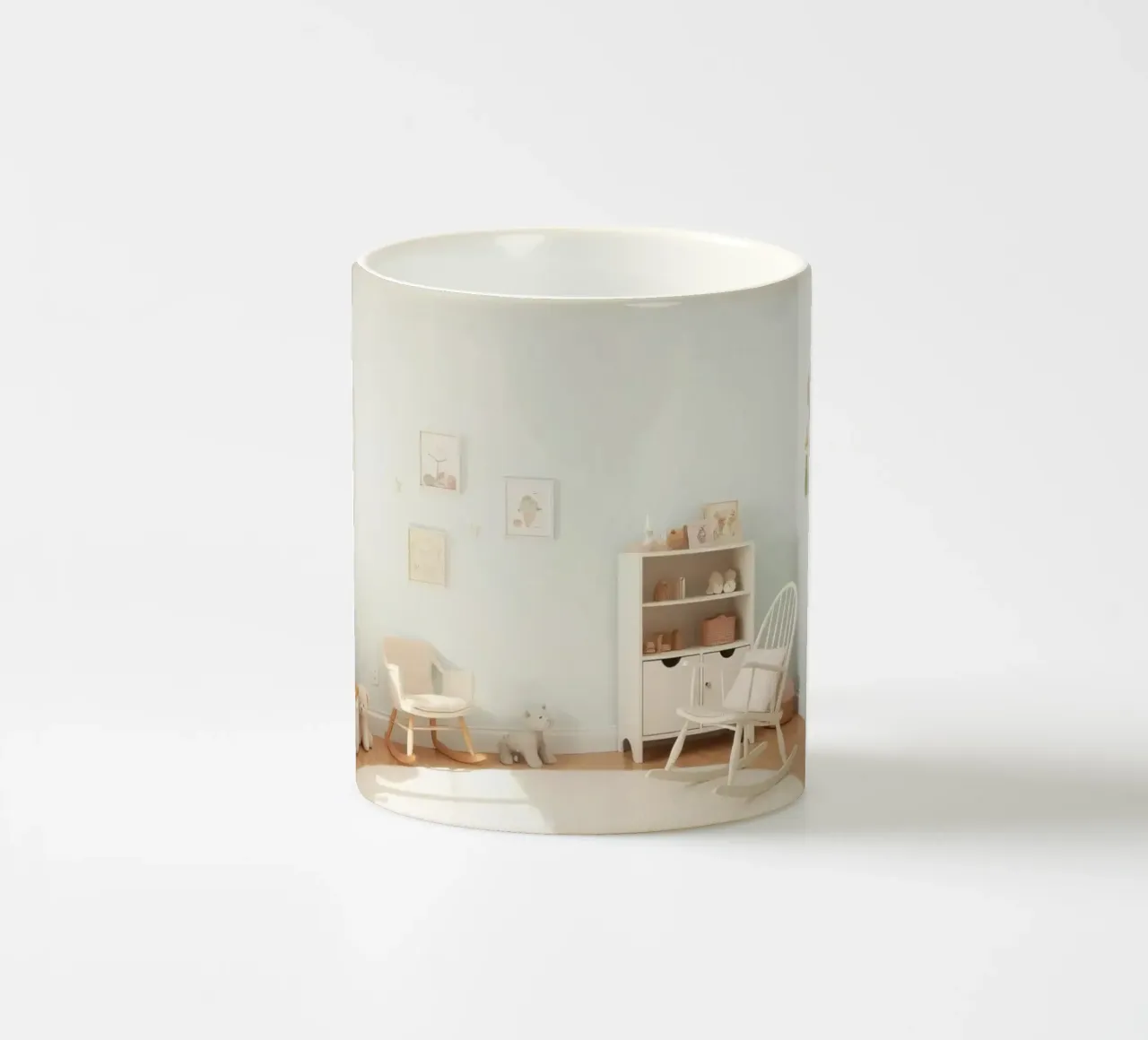 Gezellige en uitnodigende kinderkamer met pasteldecor & speelgoed keramische mok van DesignDoodle