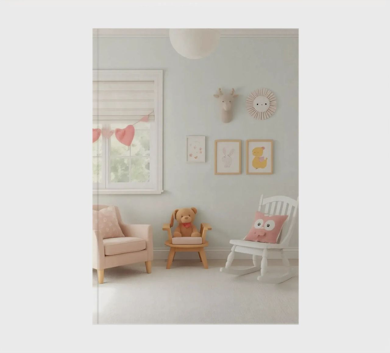 Bright and cozy children's room with playful decor and soft notebook by DesignDoodle