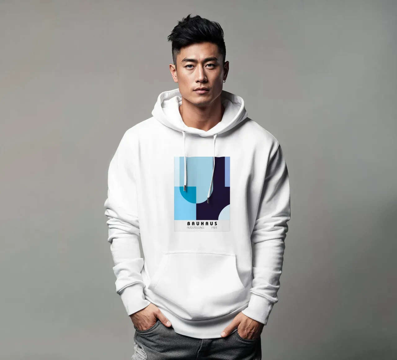 Composizione geometrica in blu felpa con cappuccio da Studio Vibe