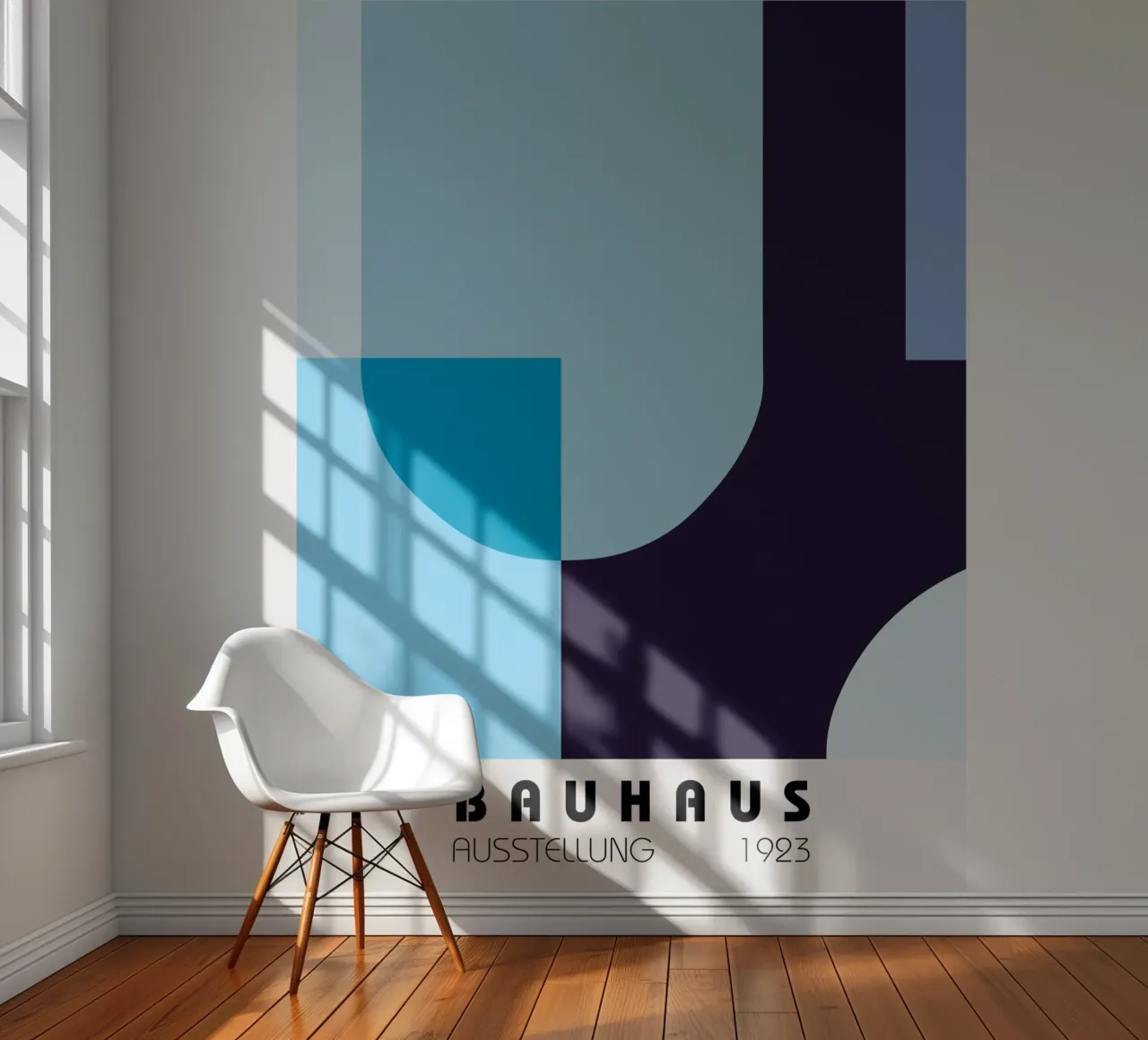 Composición geométrica en azul papel para pared de Studio Vibe
