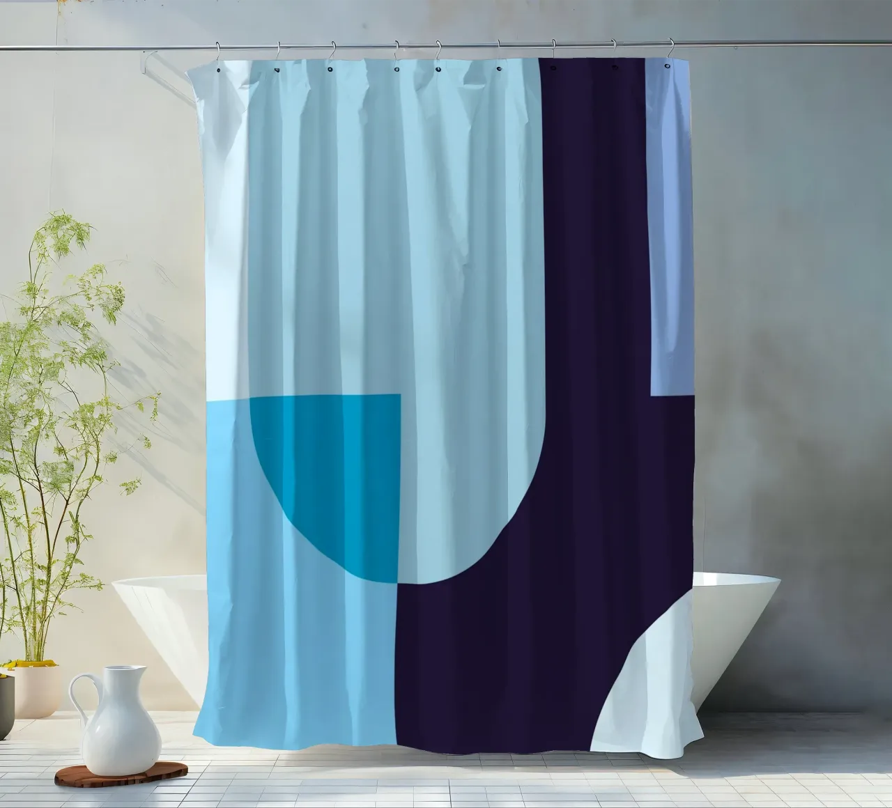 Composizione geometrica in blu tenda da doccia da Studio Vibe