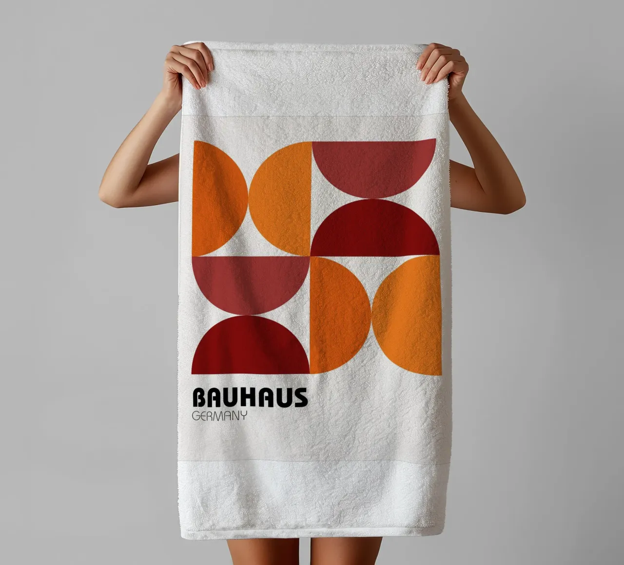 Bauhaus Geometry Orange towel by Studio Vibe