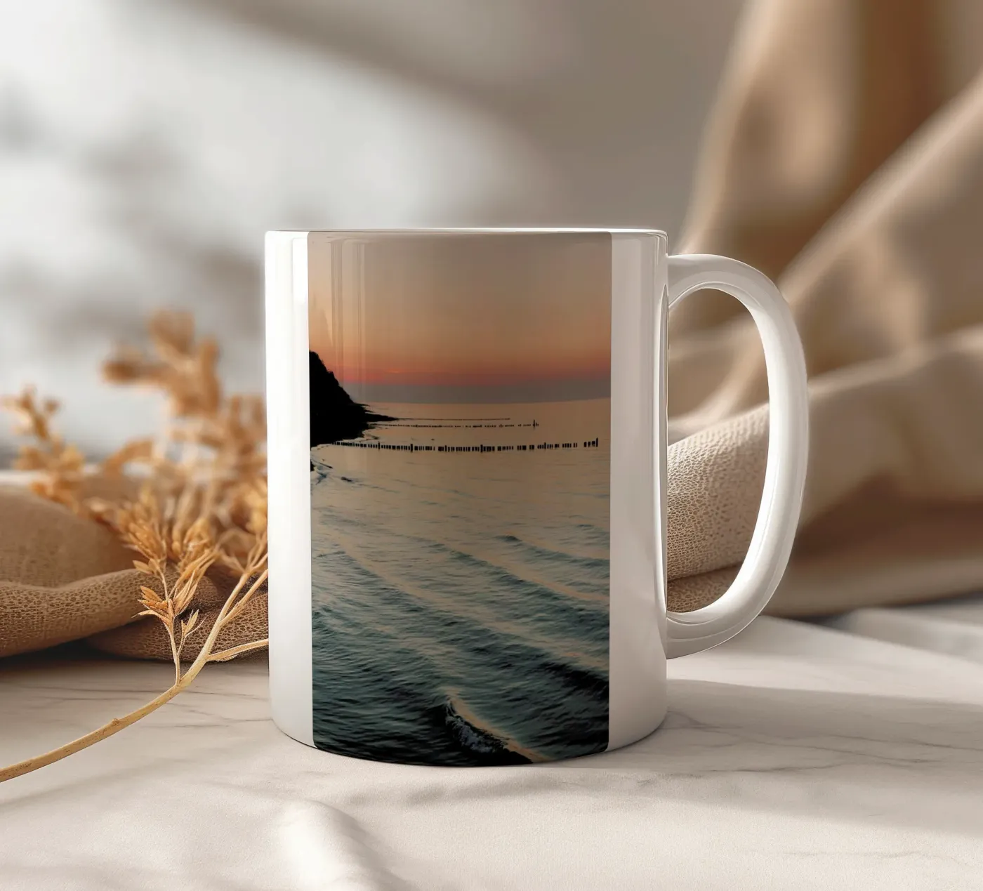 Sundown Seaside ceramic mug by Sebastian Hilgetag
