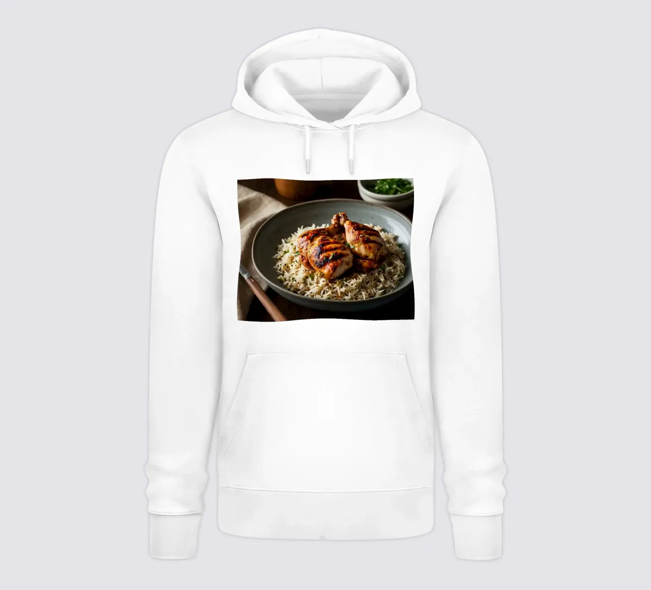 Pollo a la parrilla servido sobre arroz aromático con hierbas frescas i sudadera con capucha de DesignDoodle