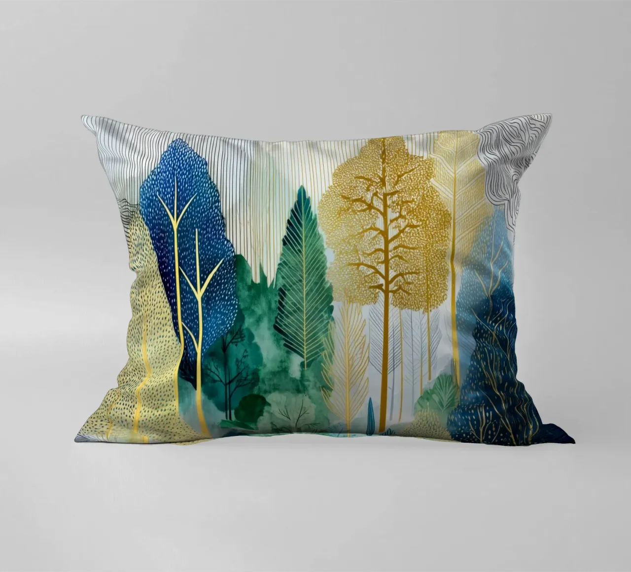 Foresta blu e verde cuscino da Justyna Jaszke JBJart
