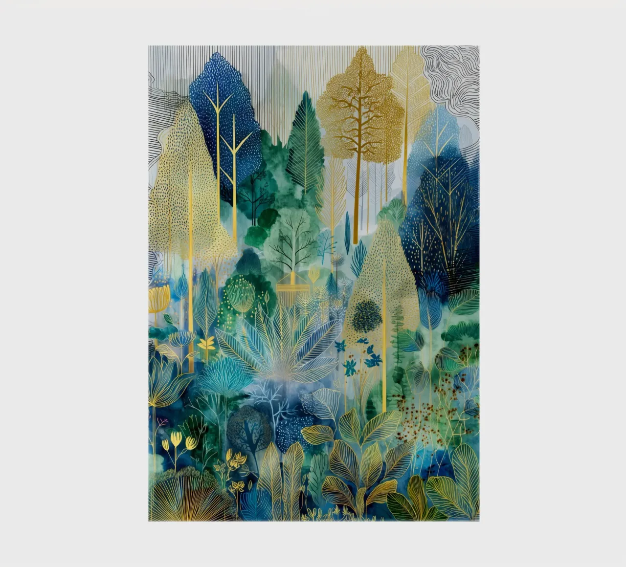 Blue and green forest notebook by Justyna Jaszke JBJart