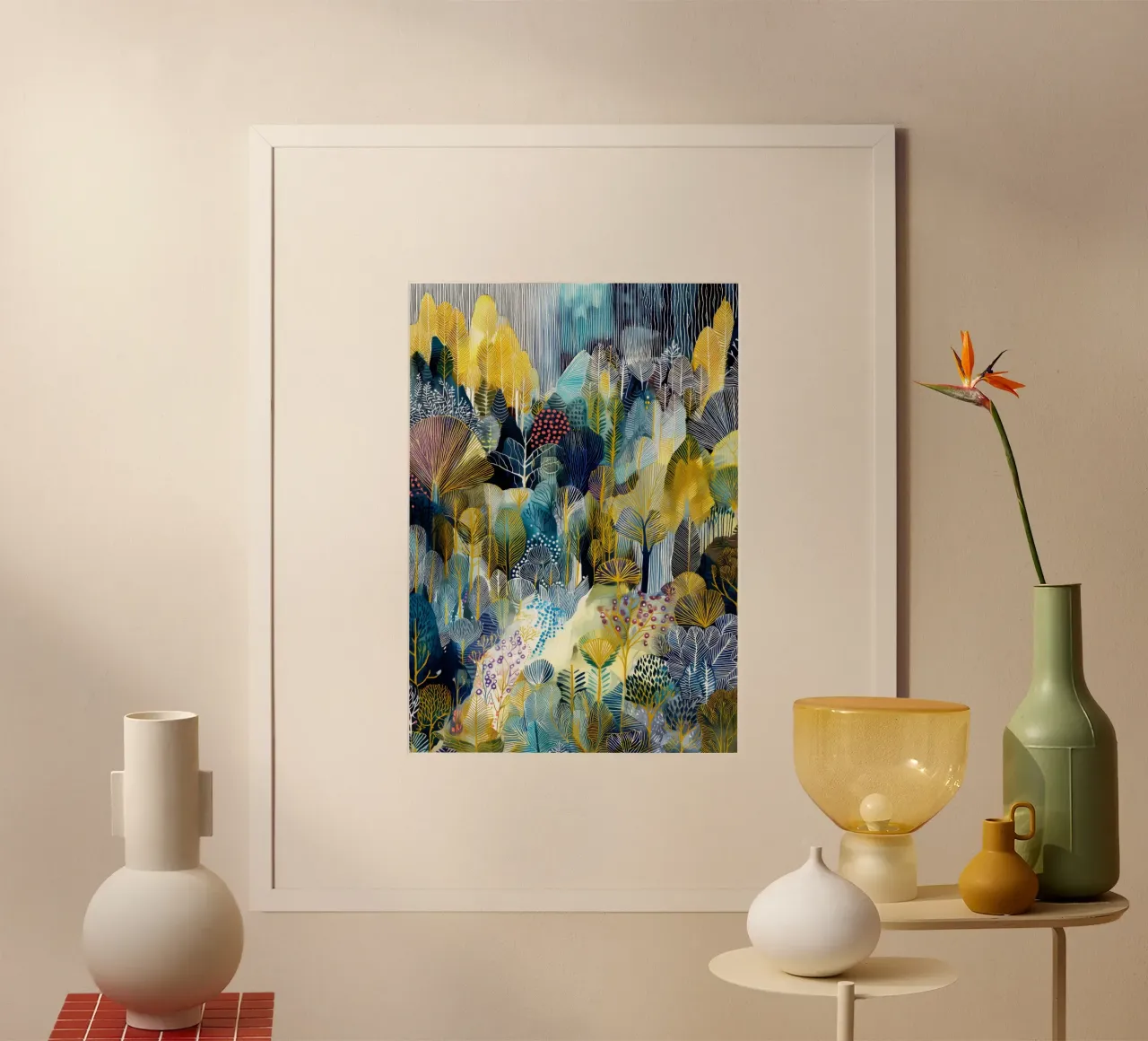 Foresta esotica poster con telaio in alluminio da Justyna Jaszke JBJart