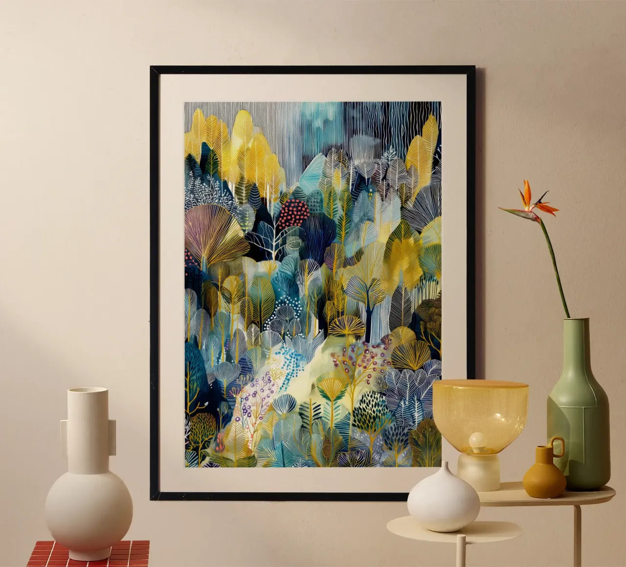 Foresta esotica poster con telaio in alluminio da Justyna Jaszke JBJart
