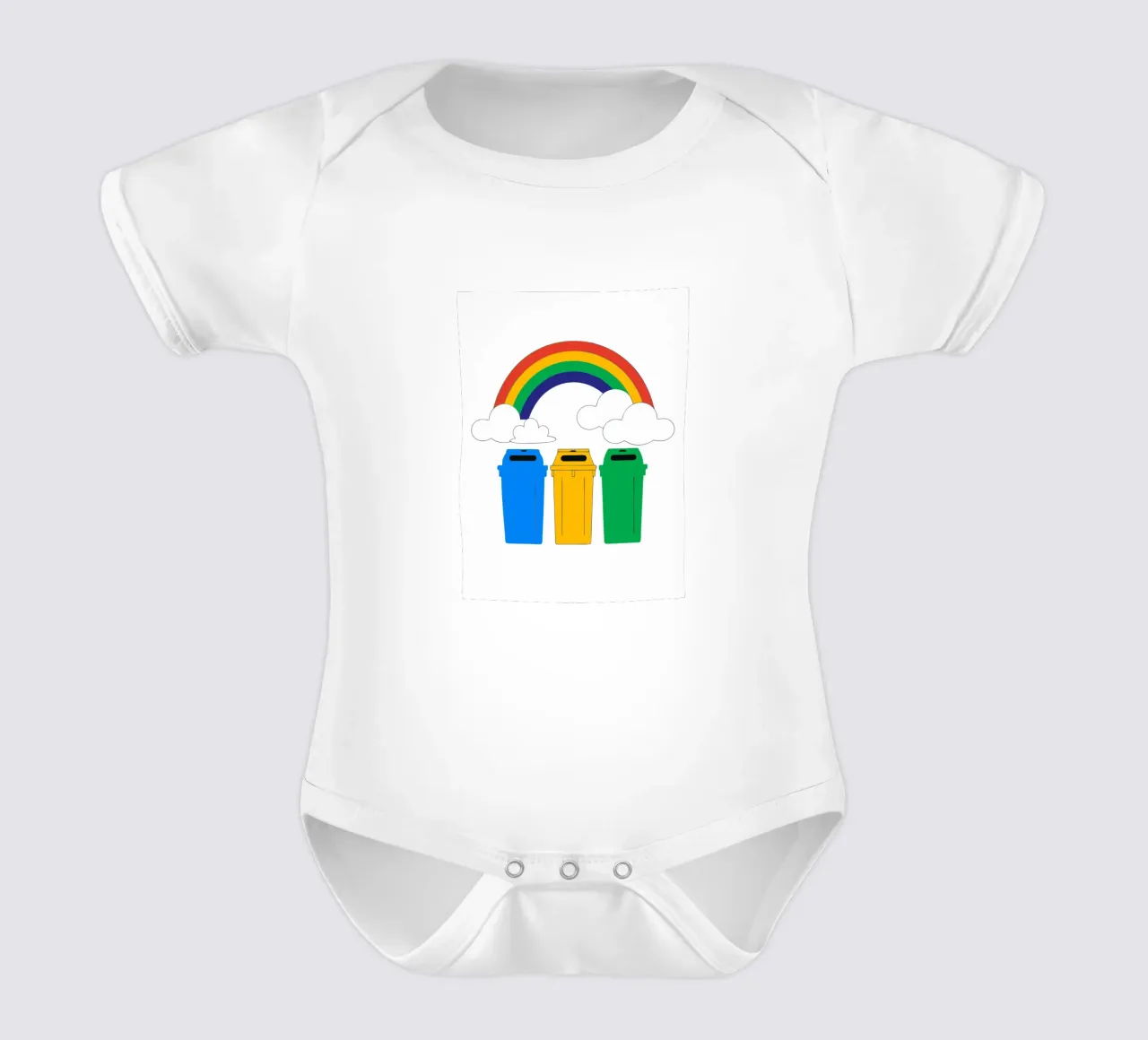 Rainbow and Clouds short-sleeve baby romper by OUR SHOP