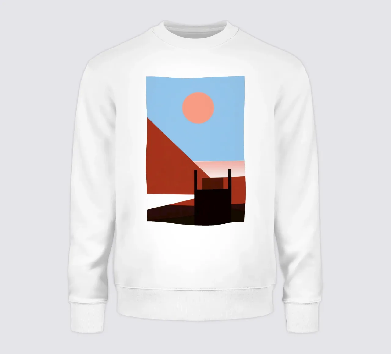 Svalbard - Sole rosso su un'architettura astratta felpa da Affiches Minimalistes