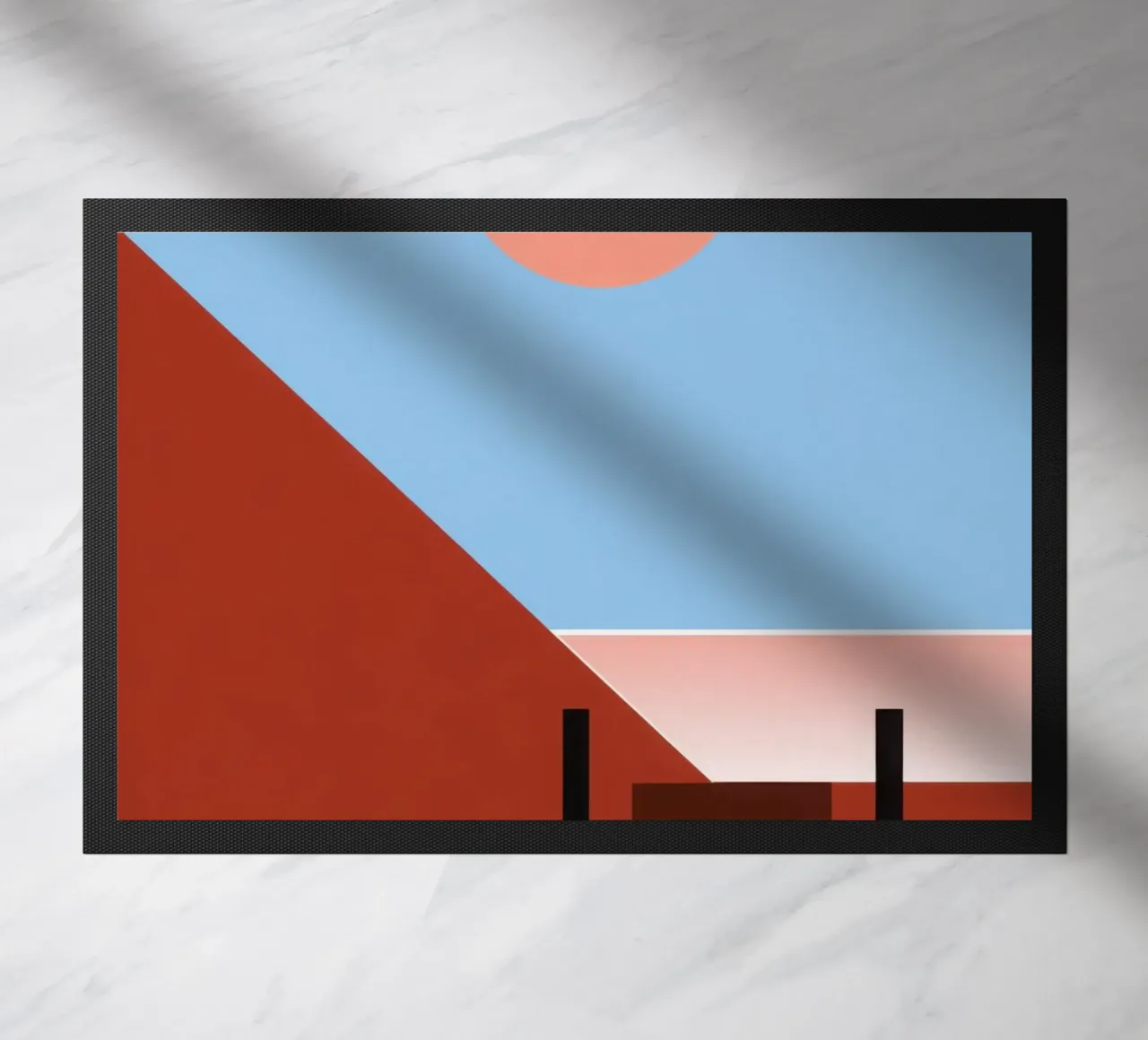 Svalbard - Sole rosso su un'architettura astratta zerbino da Affiches Minimalistes