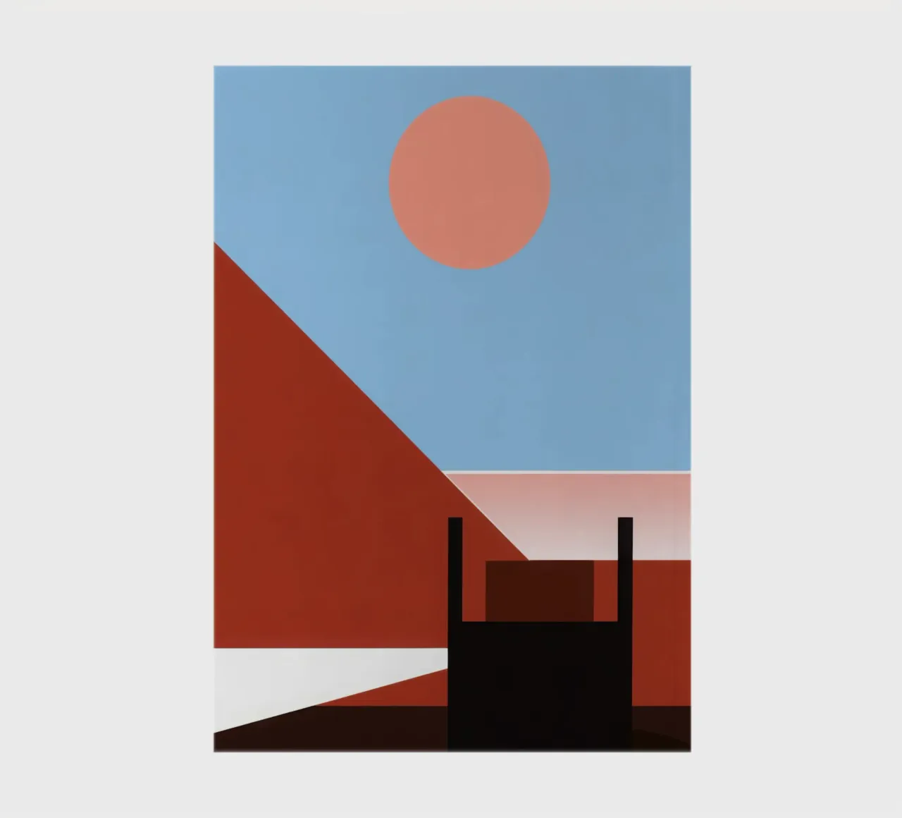 Svalbard - Red sun on abstract architecture notebook by Affiches Minimalistes