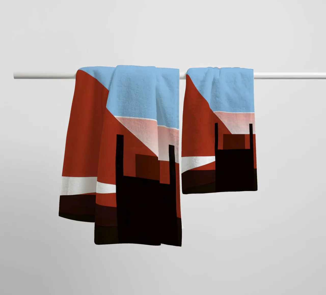 Svalbard - Sole rosso su un'architettura astratta asciugamano da bagno da Affiches Minimalistes