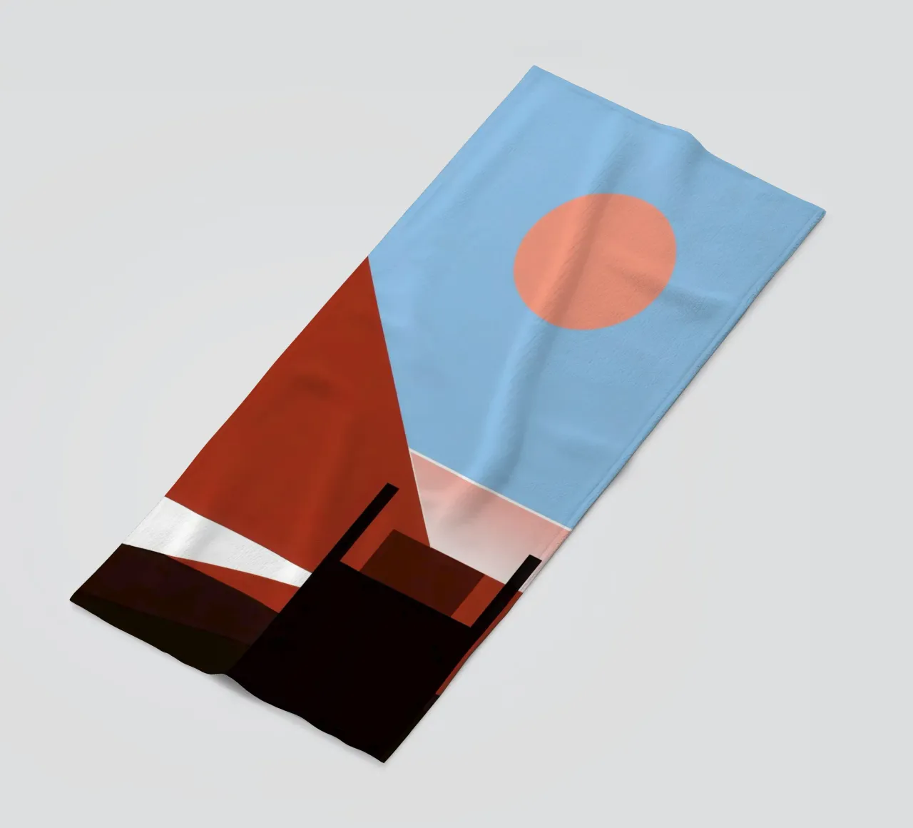 Svalbard - Sole rosso su un'architettura astratta telo mare da Affiches Minimalistes