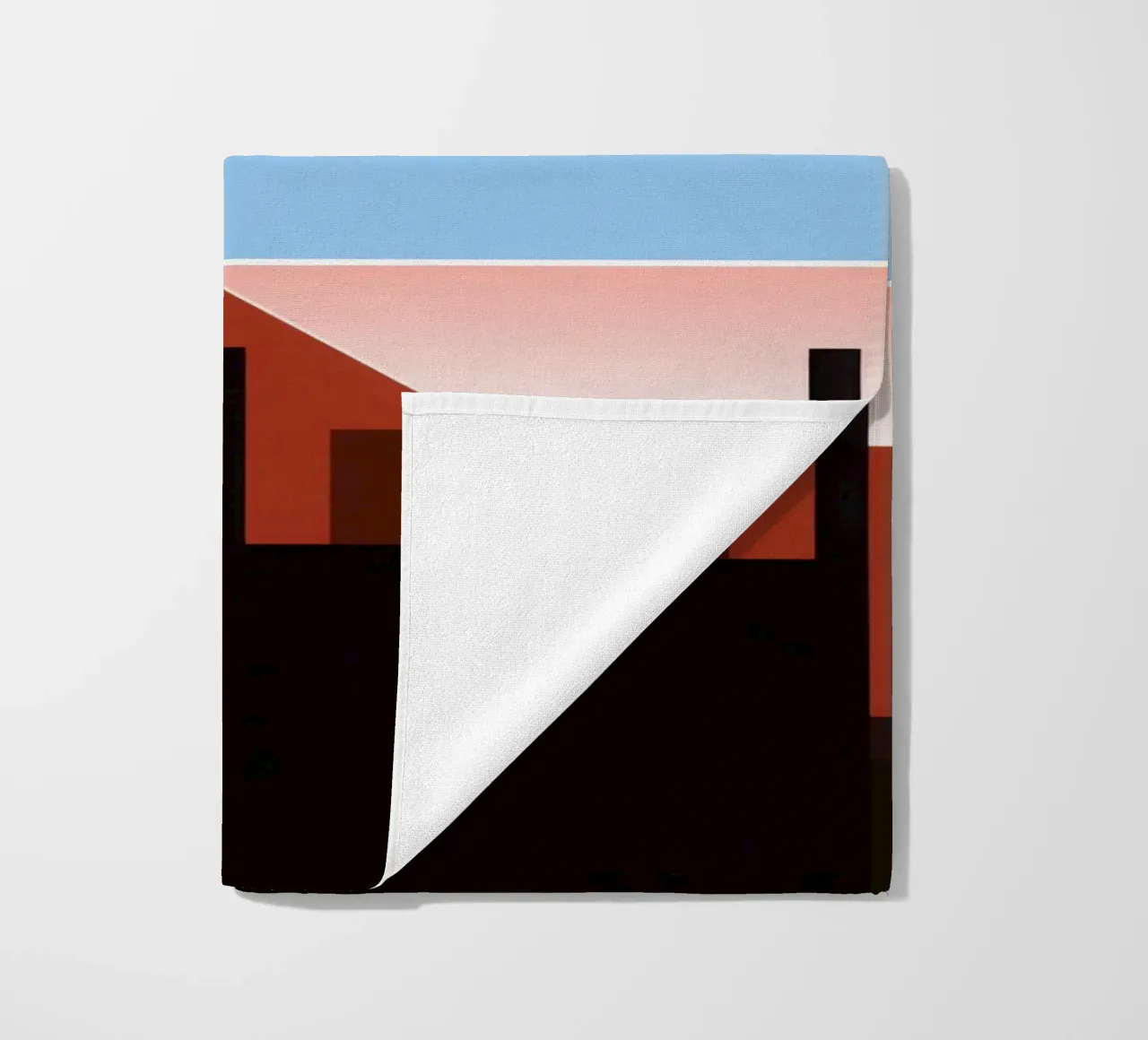 Svalbard - Sole rosso su un'architettura astratta telo mare da Affiches Minimalistes