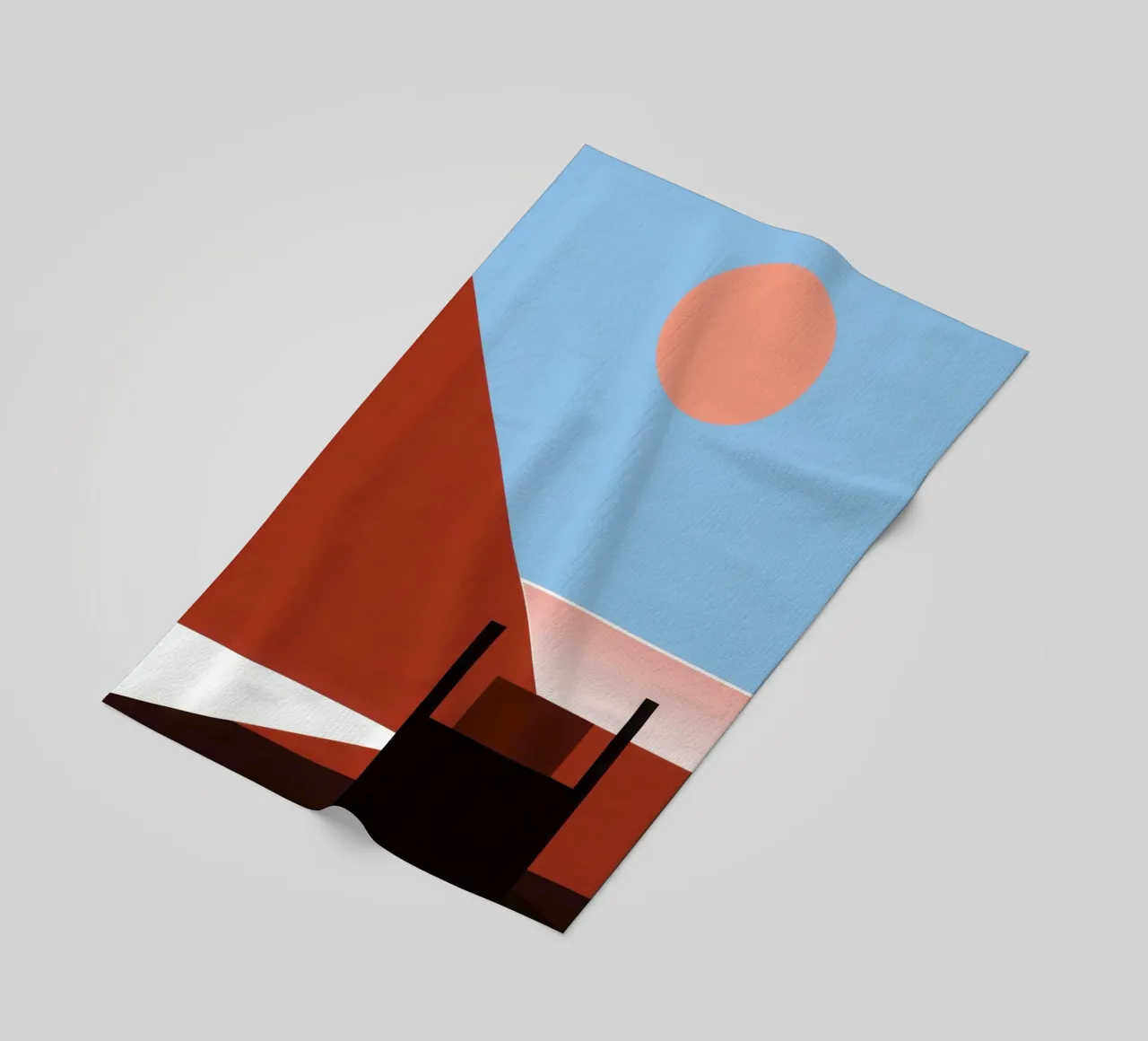 Svalbard - Sole rosso su un'architettura astratta telo mare da Affiches Minimalistes
