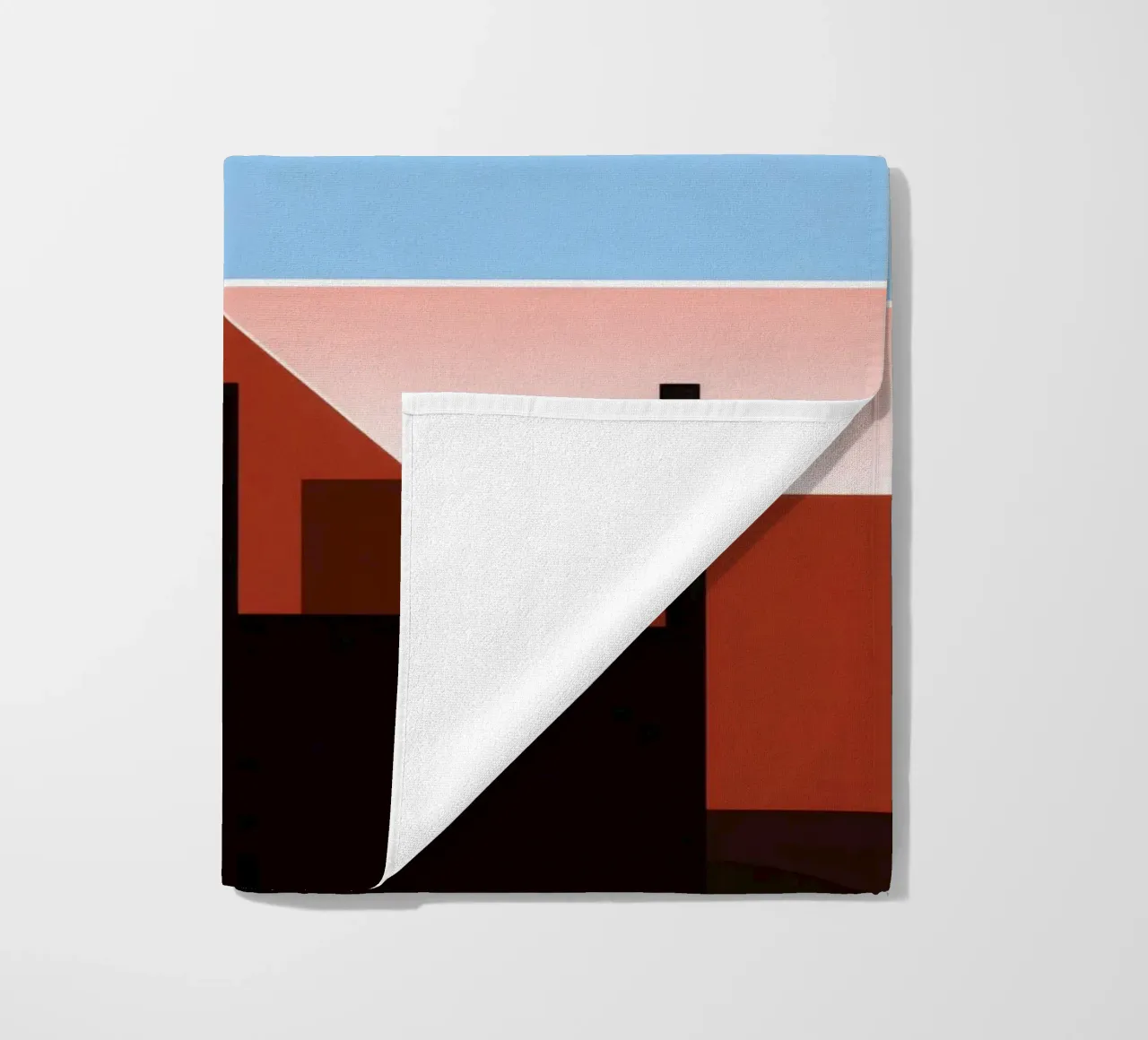 Svalbard - Sole rosso su un'architettura astratta telo mare da Affiches Minimalistes