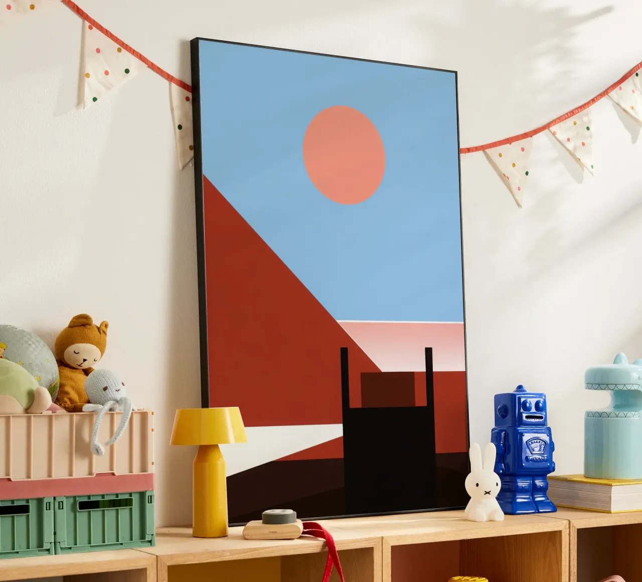 Svalbard - Sole rosso su un'architettura astratta alluminio dibond da Affiches Minimalistes