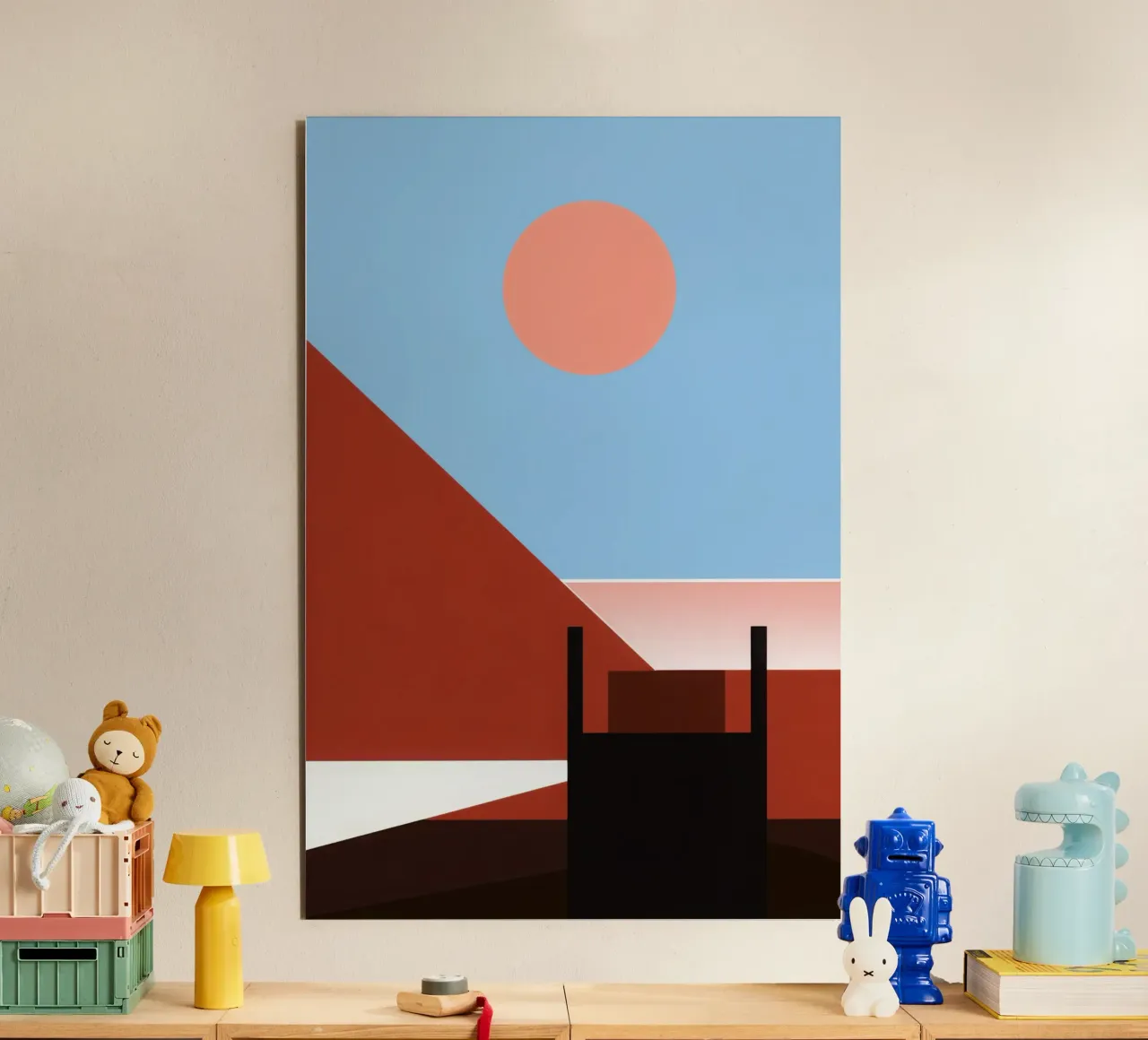 Svalbard - Sole rosso su un'architettura astratta alluminio dibond da Affiches Minimalistes