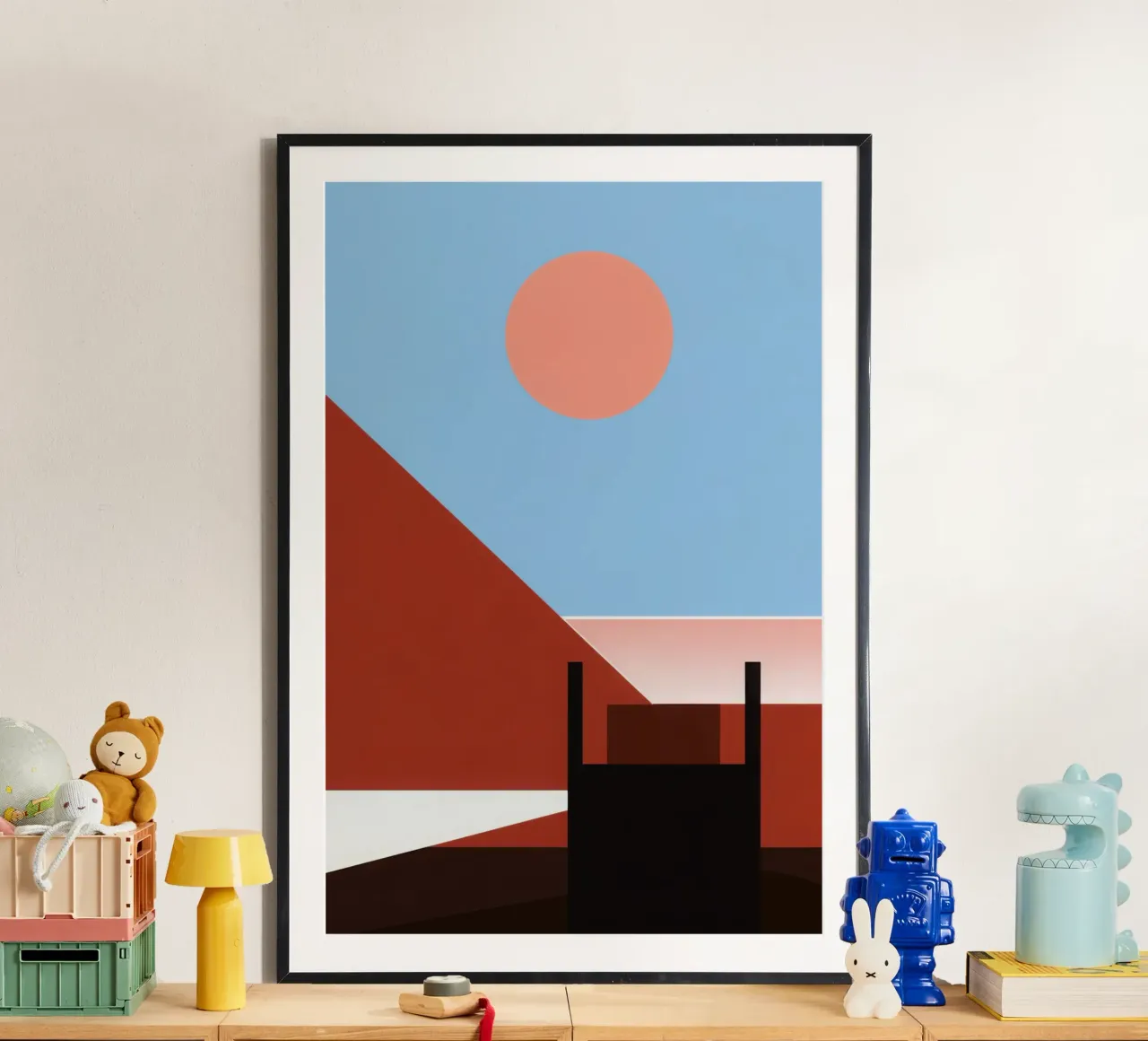 Svalbard - Sole rosso su un'architettura astratta carta hahnemühle da Affiches Minimalistes