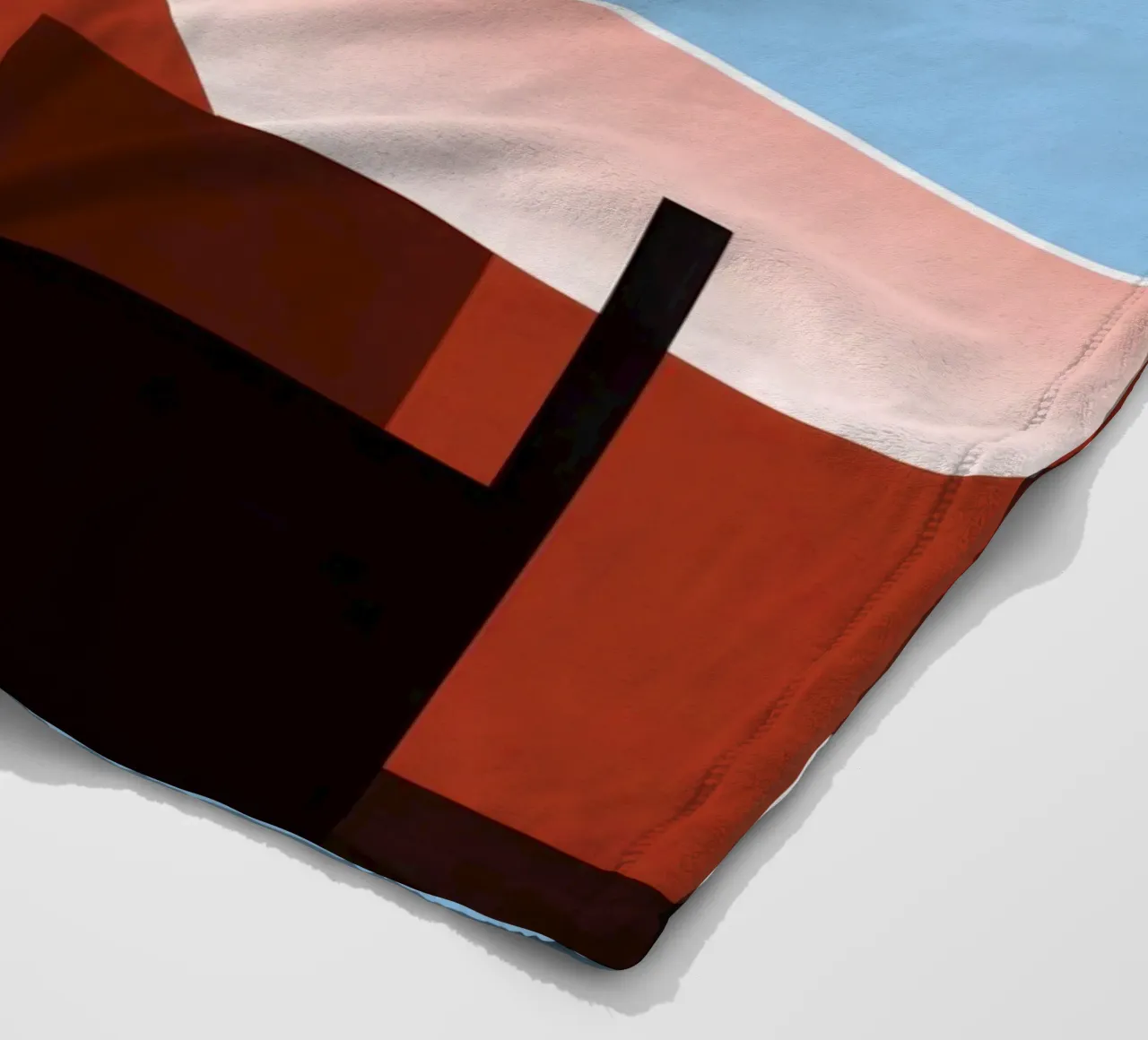 Svalbard - Red sun on abstract architecture fleece blanket by Affiches Minimalistes