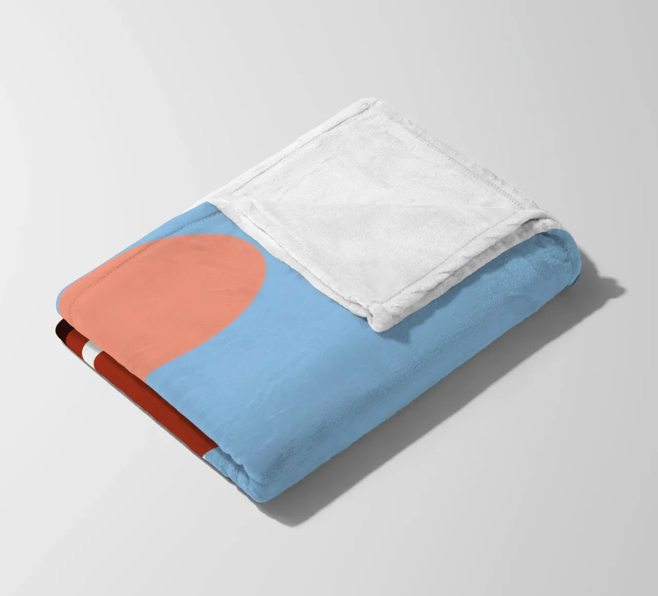 Svalbard - Red sun on abstract architecture fleece blanket by Affiches Minimalistes