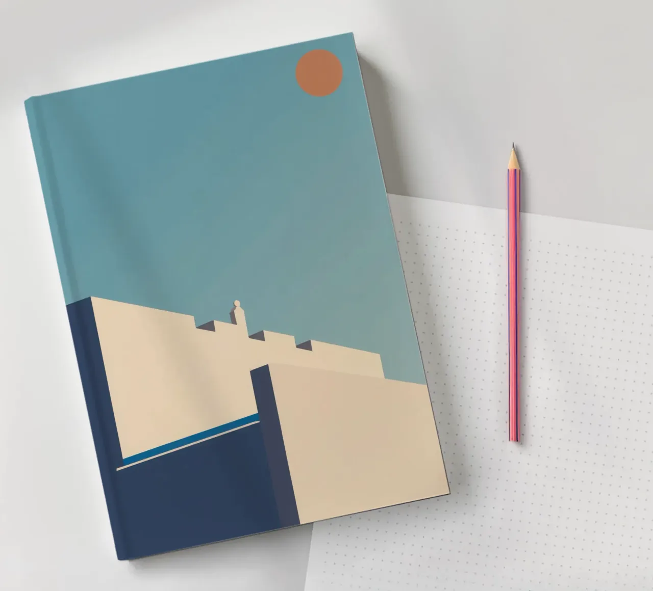 Oslo - Lange Schatten unter einem eisigen Himmel Notizbuch von Affiches Minimalistes