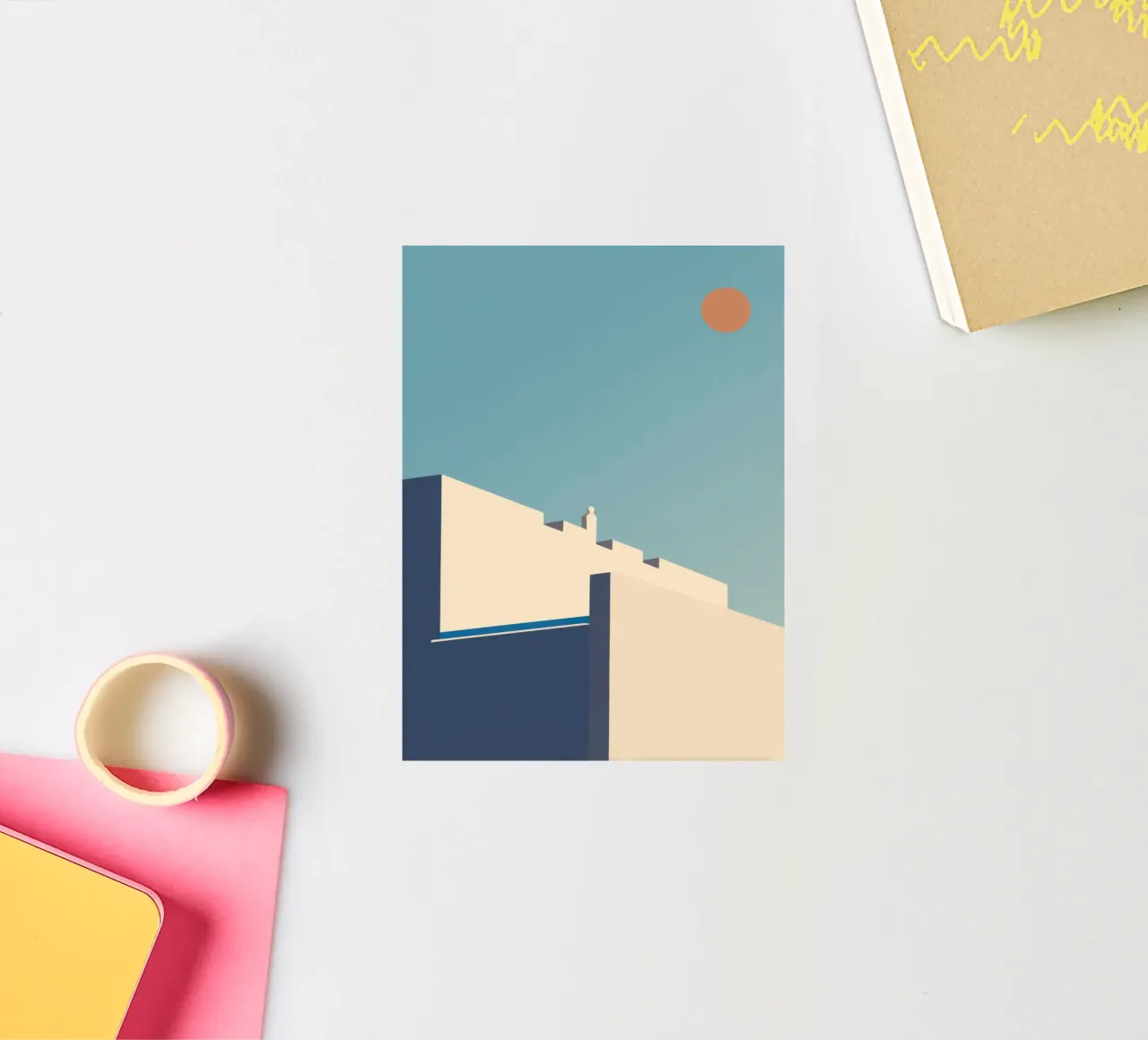 Oslo – Ombres longues sous un ciel glacé autocollant de Affiches Minimalistes