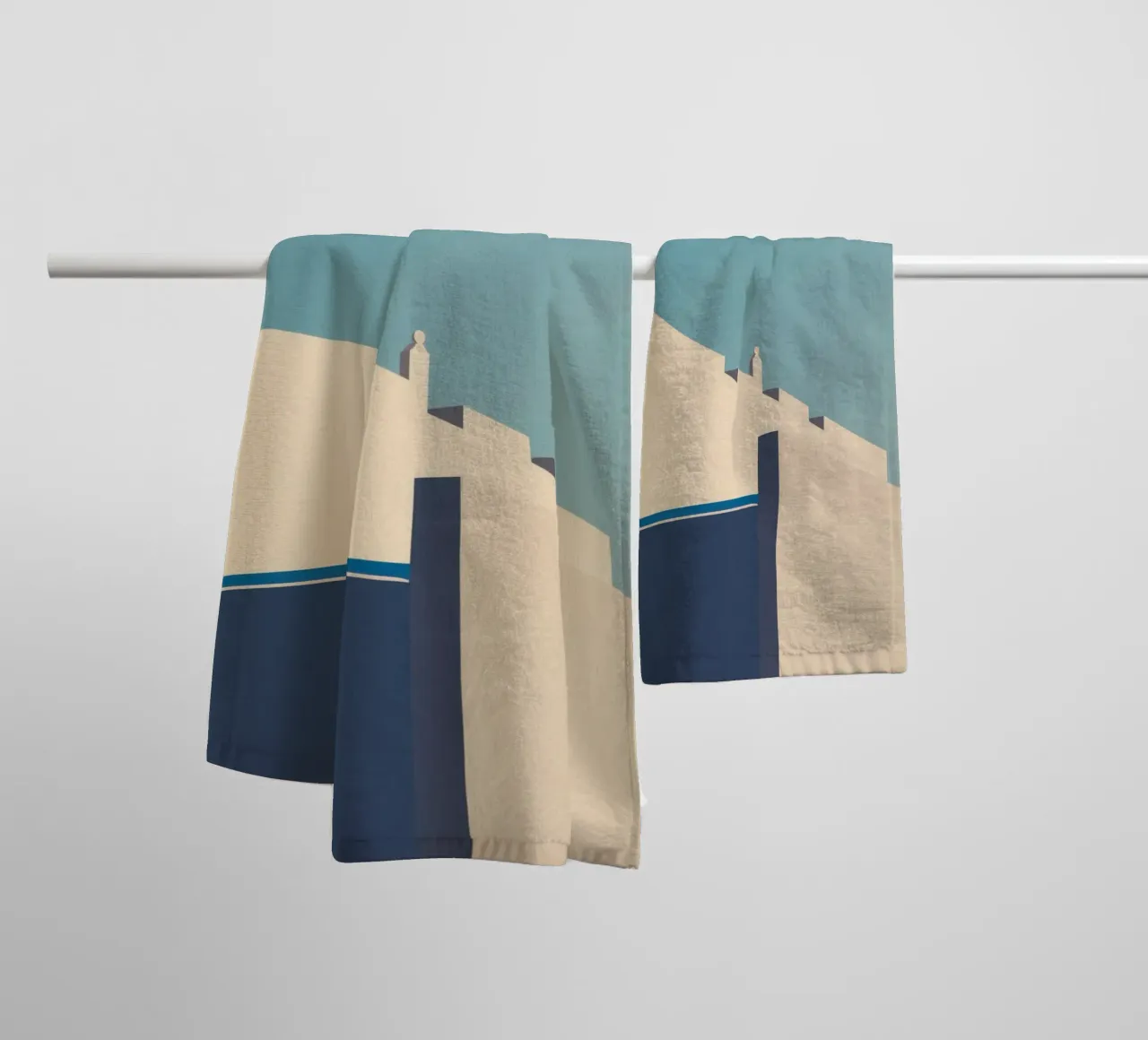 Oslo - Lange schaduwen onder een ijzige hemel badhanddoek van Minimalistic