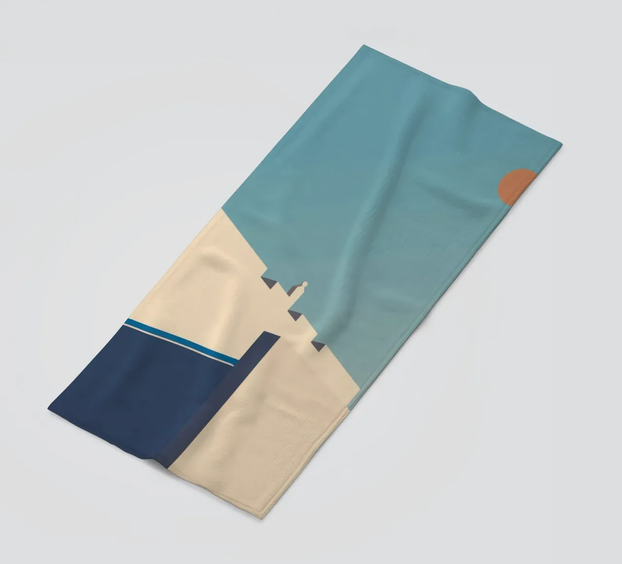 Oslo - Lange schaduwen onder een ijzige hemel strandhanddoek van Affiches Minimalistes