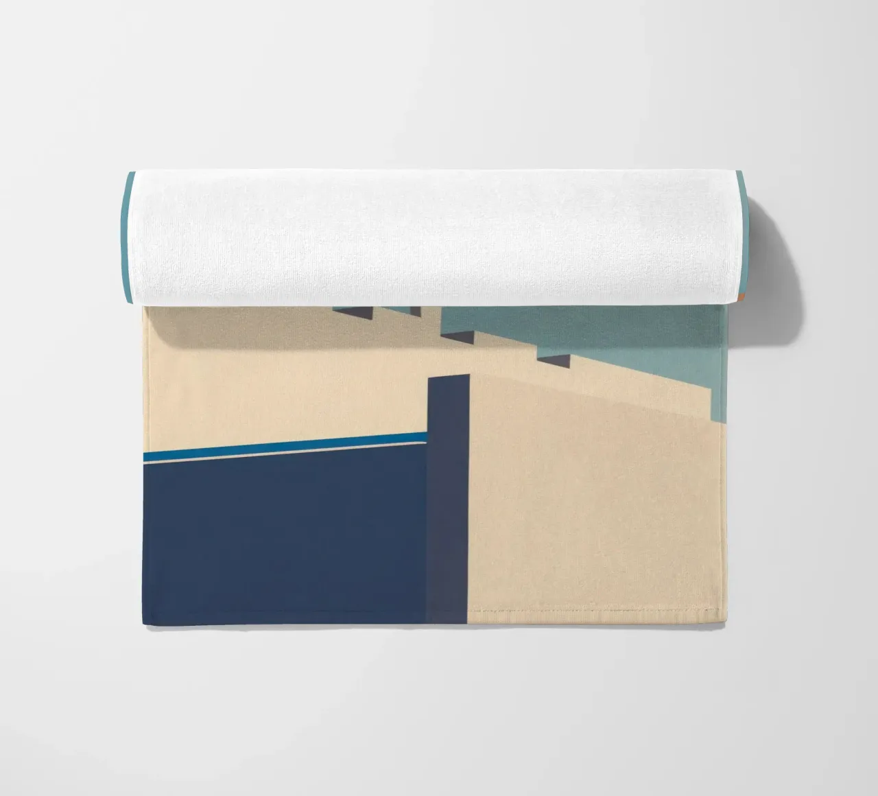 Oslo - Lange schaduwen onder een ijzige hemel strandhanddoek van Affiches Minimalistes