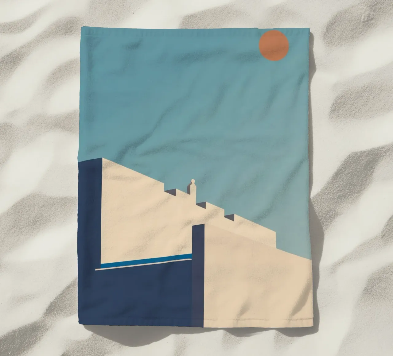 Oslo - Lange schaduwen onder een ijzige hemel strandhanddoek van Affiches Minimalistes