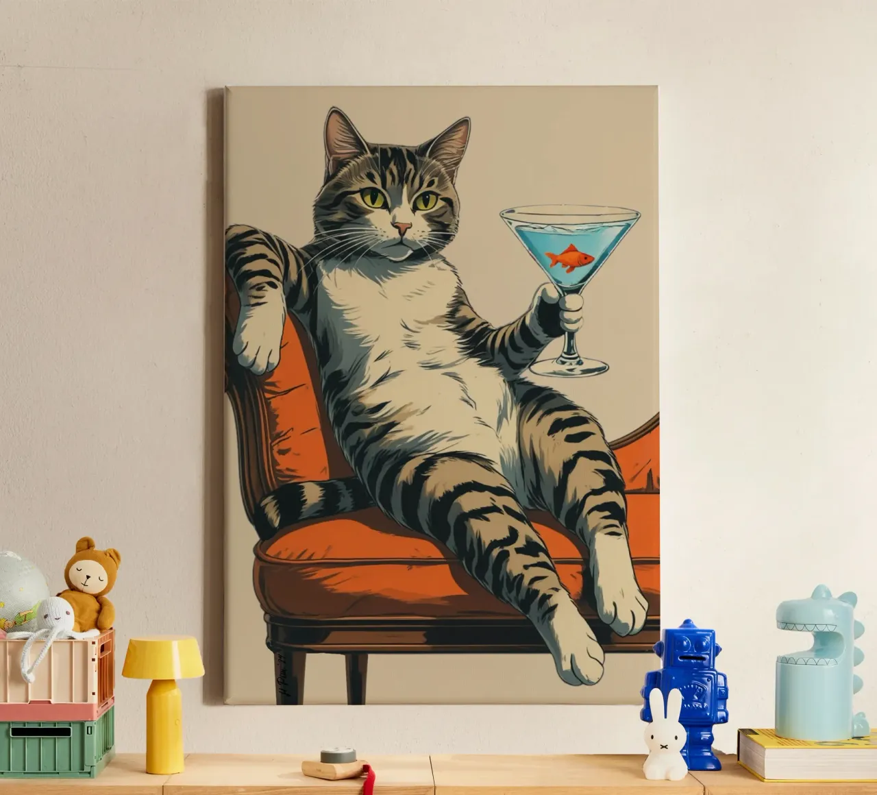 Ritratto dell'artista come un gatto stanco tela con Cornice a cassetta da Hecate Pim Designs